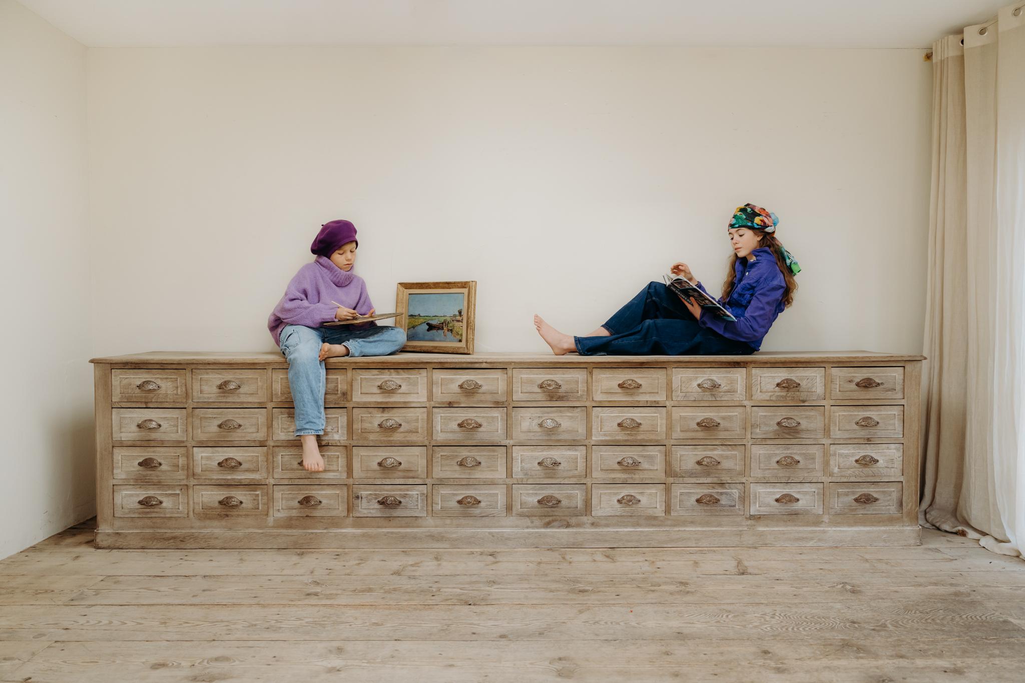 Banco francese in legno di quercia del XIX secolo 8