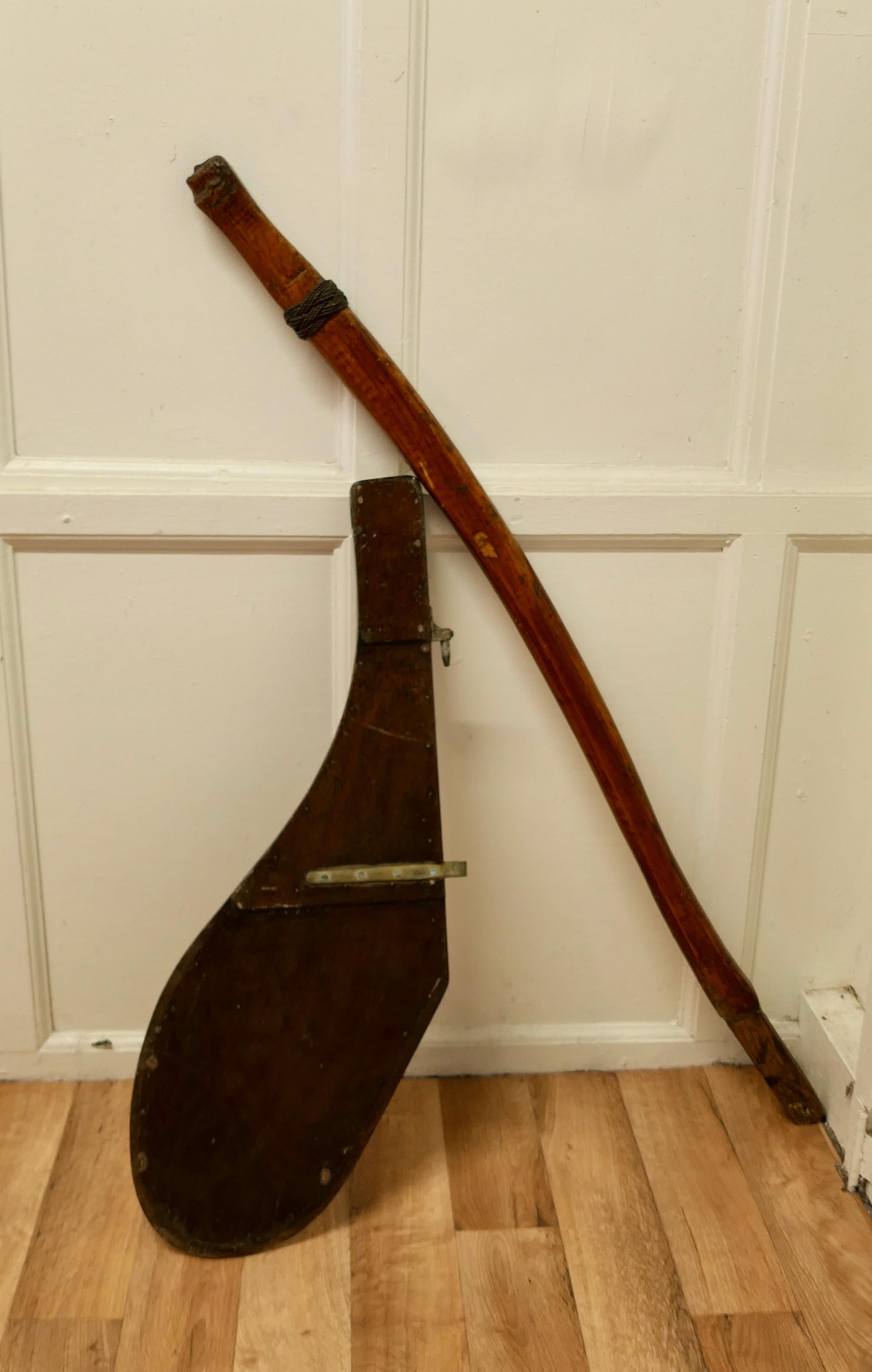 19th Century Yacht Rudder and Carved Tiller

The rudder is a good decorative piece as is the tiller which has a figure head carved on the end with a decorative rope binding
The Tiller is made in 3” Ash, it is 50” long
WD92.