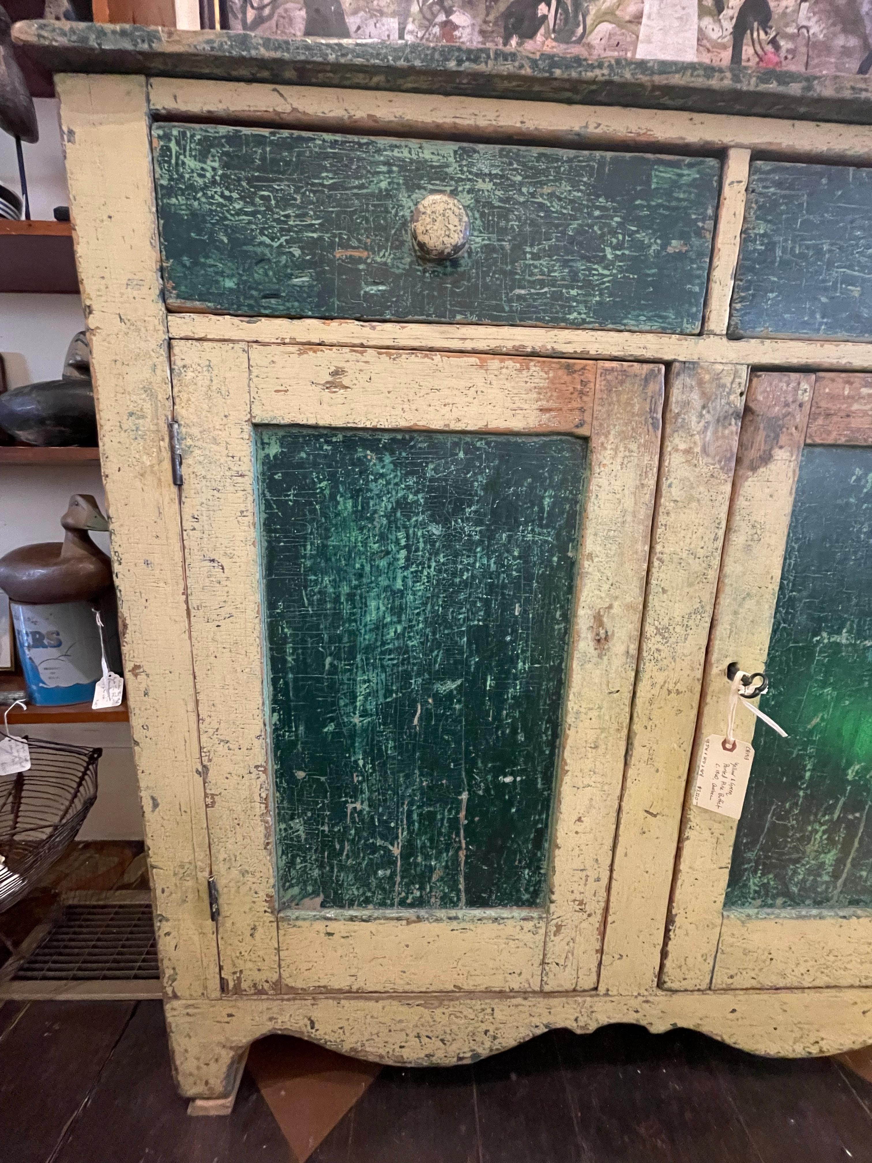 19th Century Yellow and Green Painted Buffet For Sale 5
