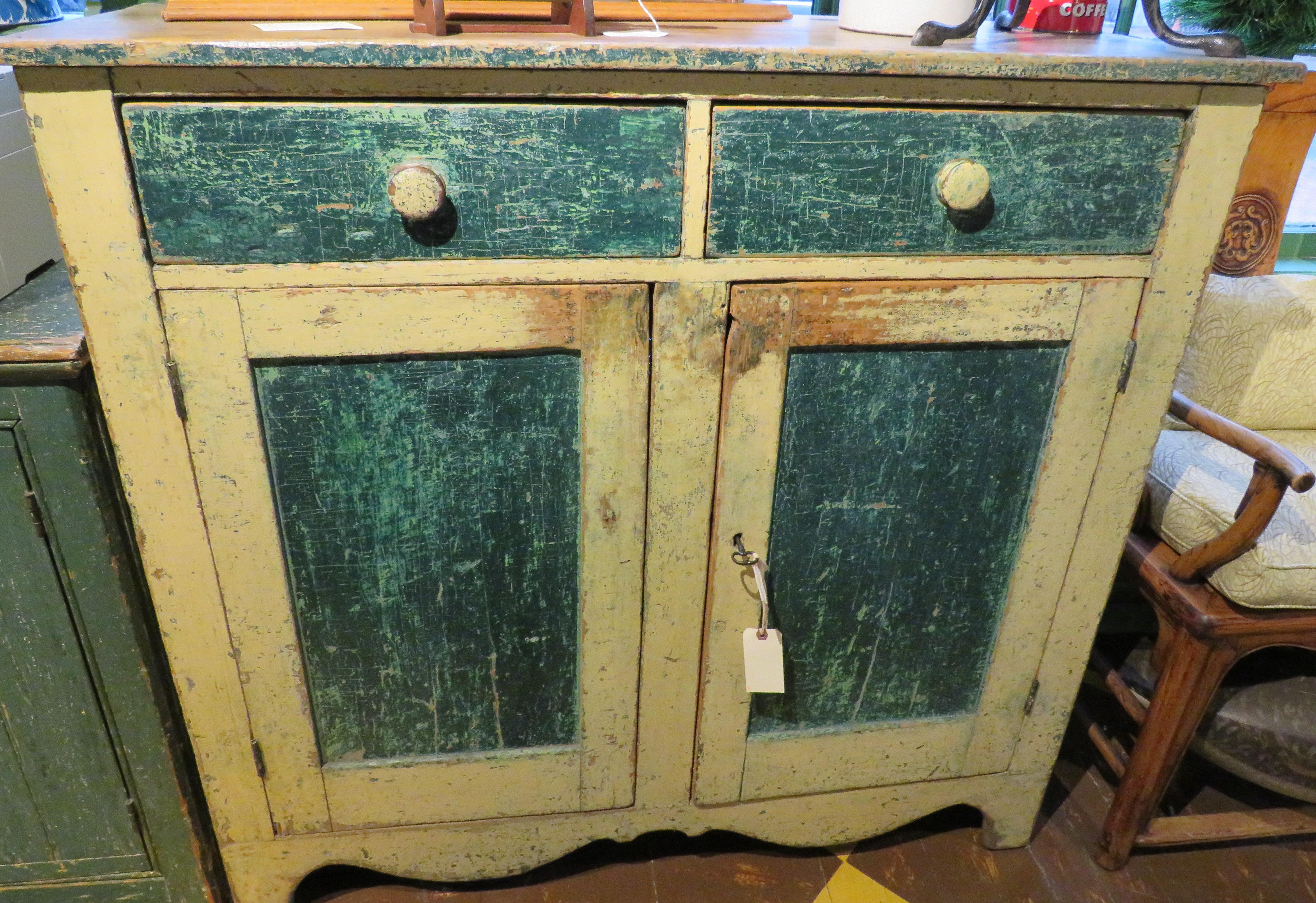 19th Century Yellow and Green Painted Buffet For Sale 2