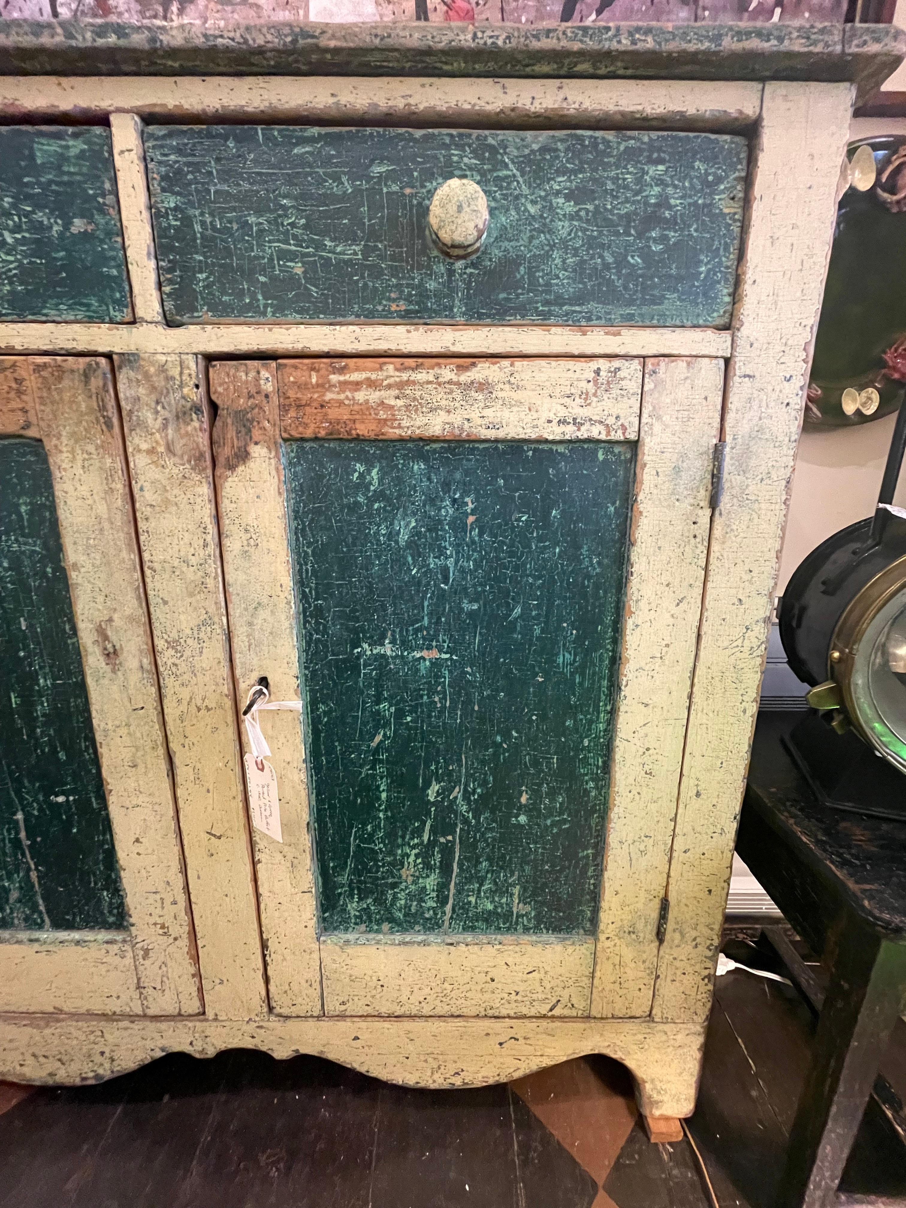 19th Century Yellow and Green Painted Buffet For Sale 4