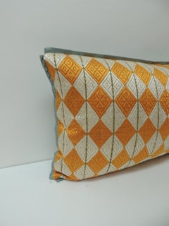 19th Century Yellow and Green “Phulkari” Artisanal Decorative Lumbar Pillow
