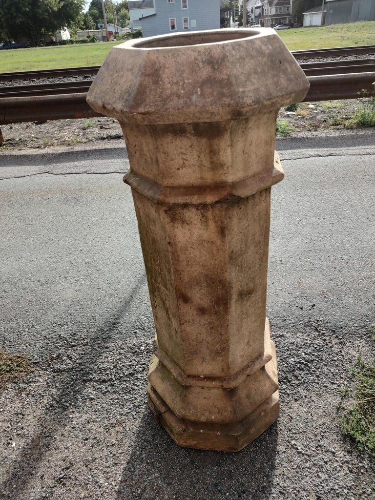 19th Century Yellow Clay Chimney Pot Garden Sculpture For Sale at 1stDibs