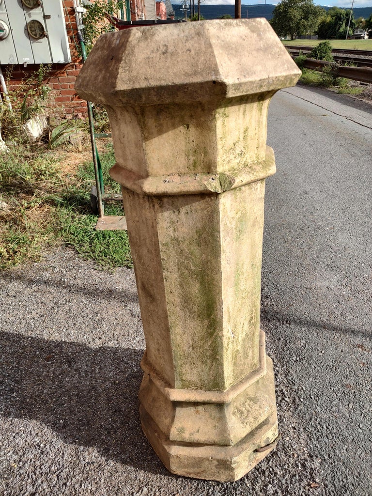 19th Century Yellow Clay Chimney Pot Garden Sculpture For Sale at 1stDibs