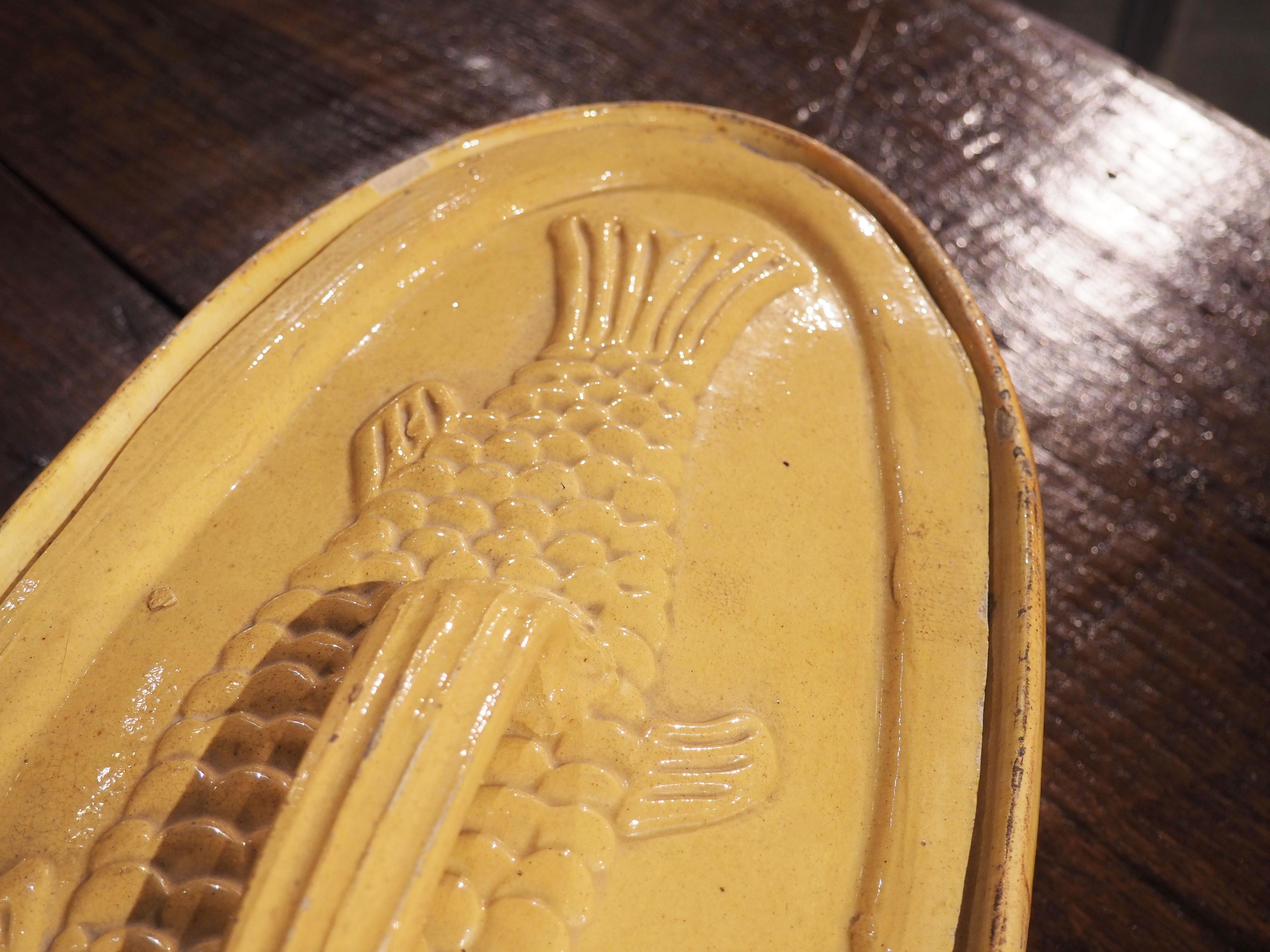 19th Century Yellow Glazed Fish Terrine from Alsace, France For Sale 1