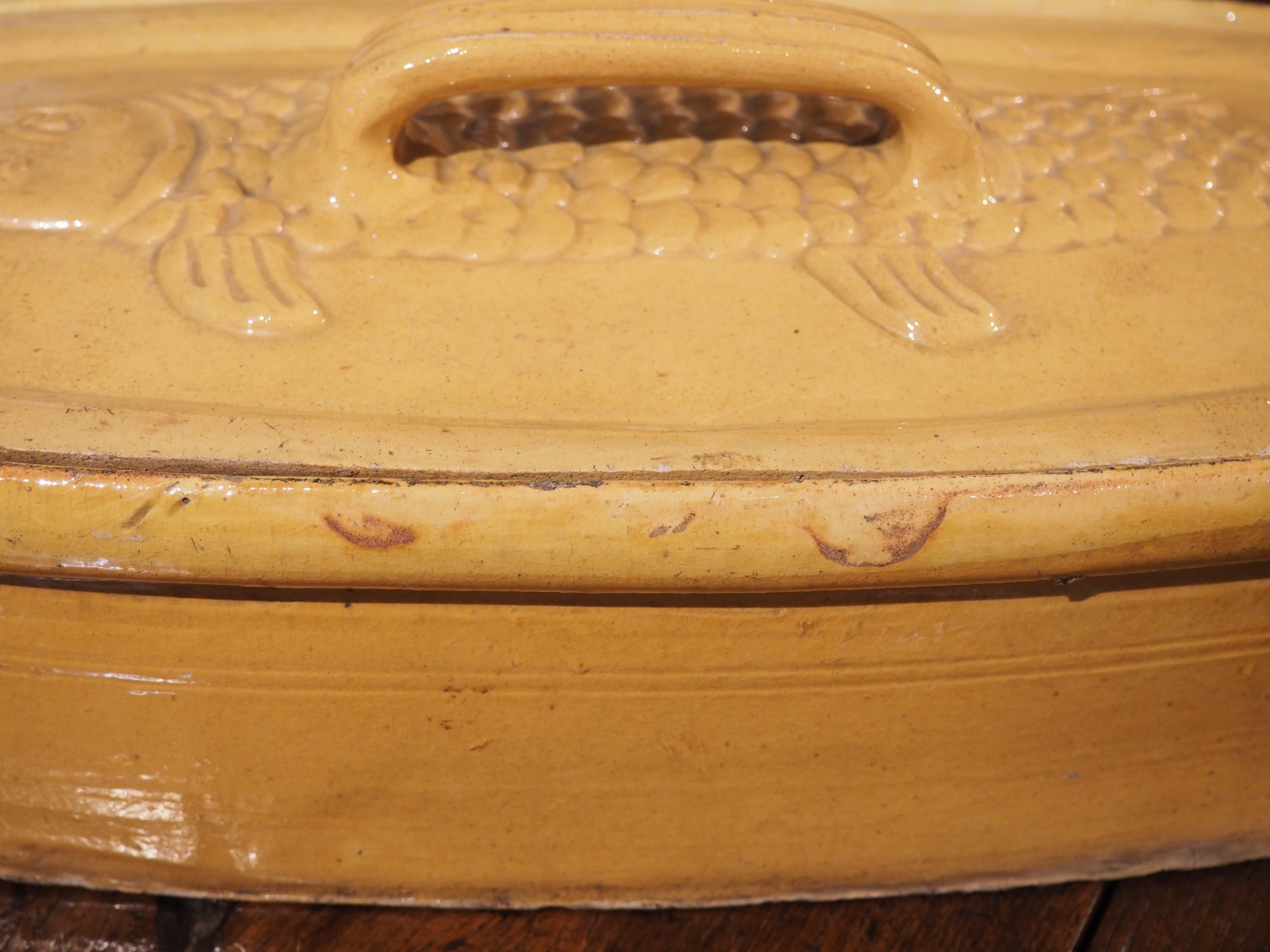 19th Century Yellow Glazed Fish Terrine from Alsace, France For Sale 2