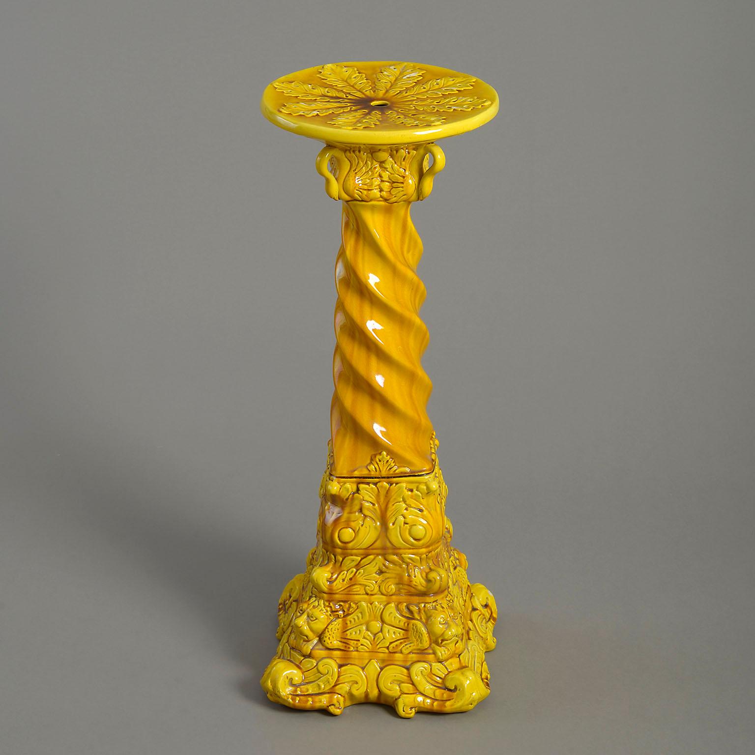 Fired 19th Century Yellow Glazed Minton Jardiniere and Stand