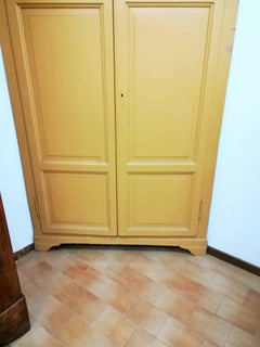19th Century Yellow Lacquered Fir Corner Cupboard