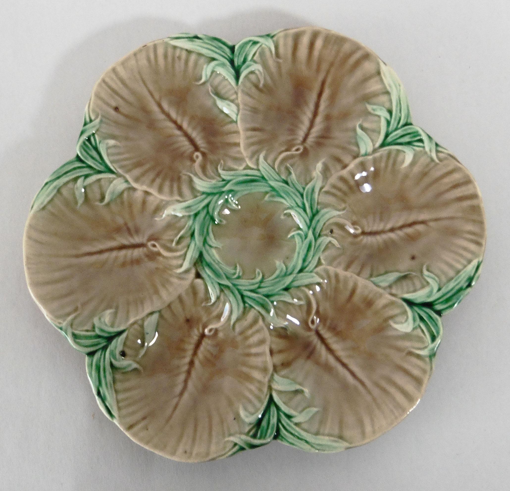 Ceramic 19th Century Yellow Majolica Oyster Plate Luneville
