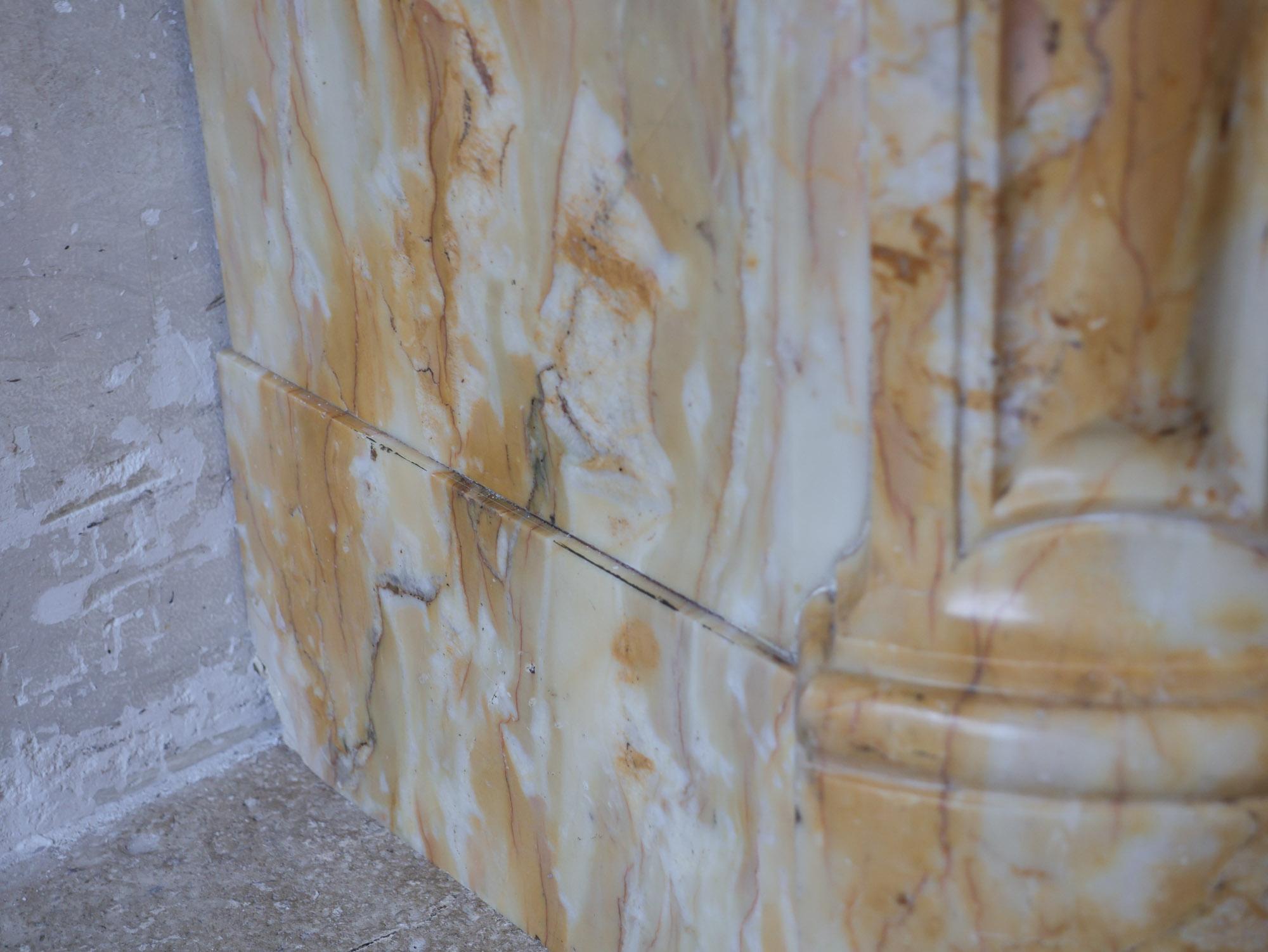 19th-Century yellow Siena marble mantelpiece For Sale 9