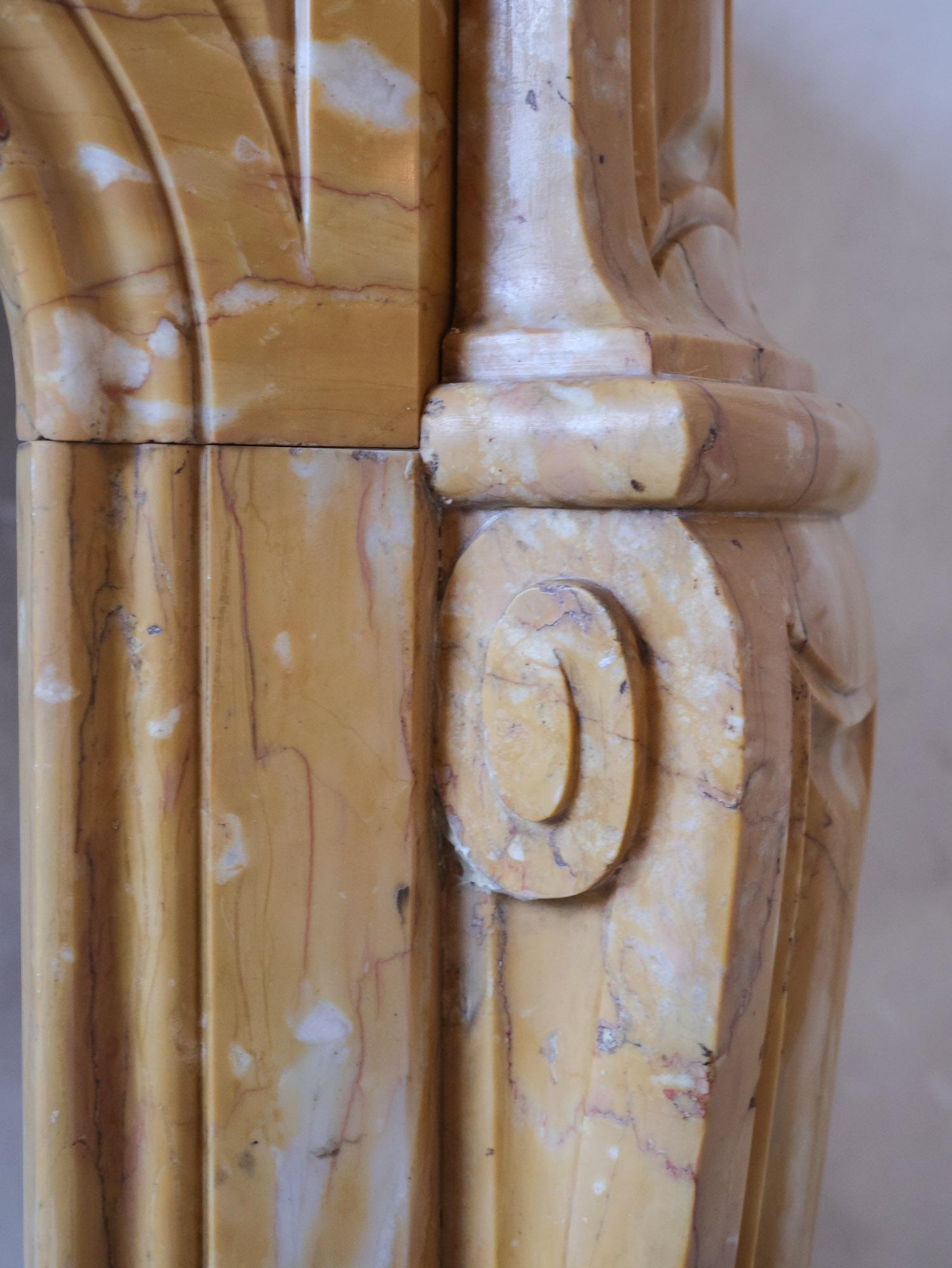 19th-Century yellow Siena marble mantelpiece For Sale 12