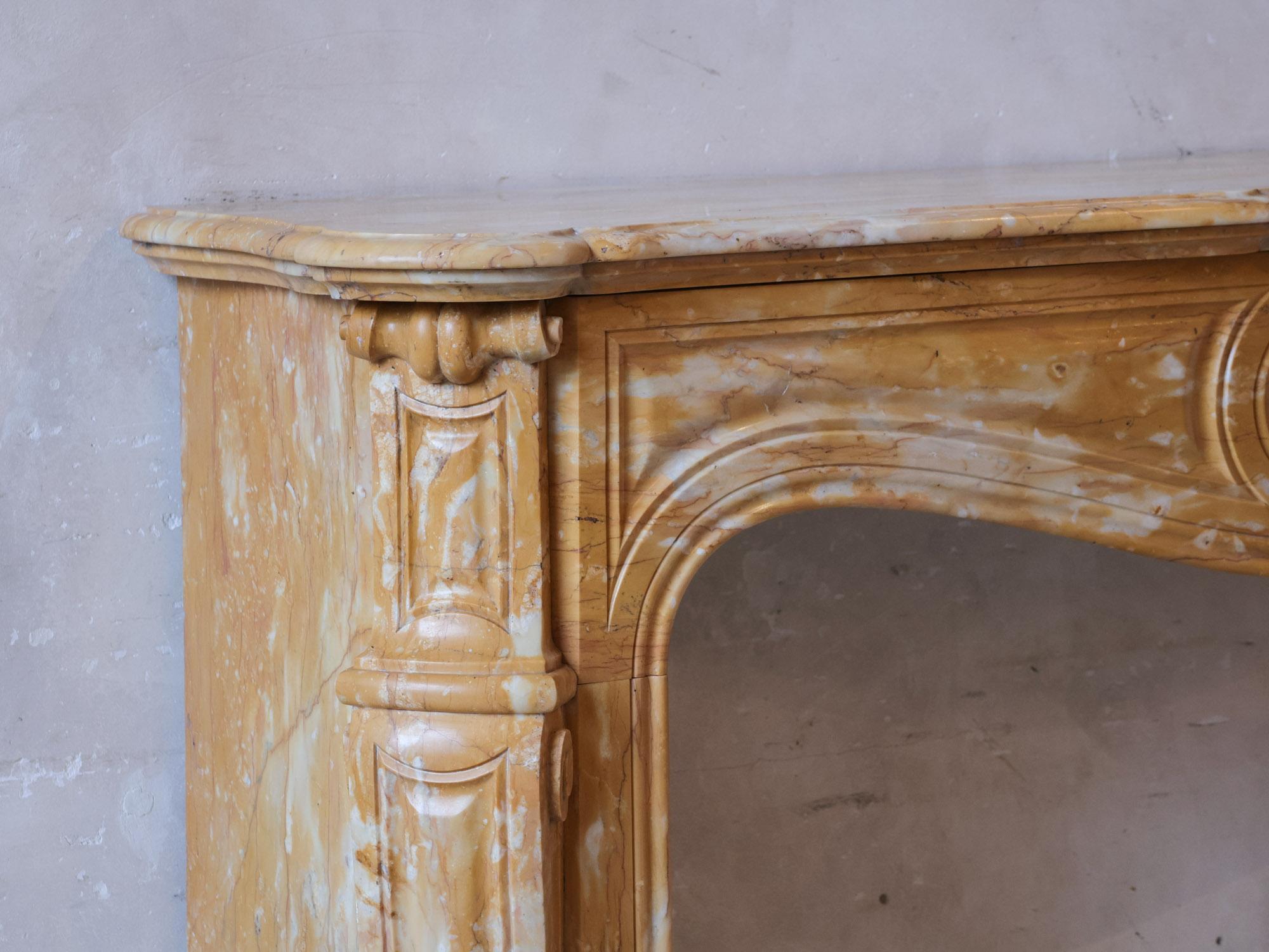 19th Century 19th-Century yellow Siena marble mantelpiece For Sale
