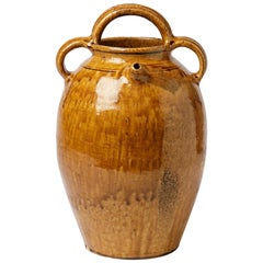 19th Century Yellow Stoneware Ceramic Pitcher or Vase by La Borne Pottery