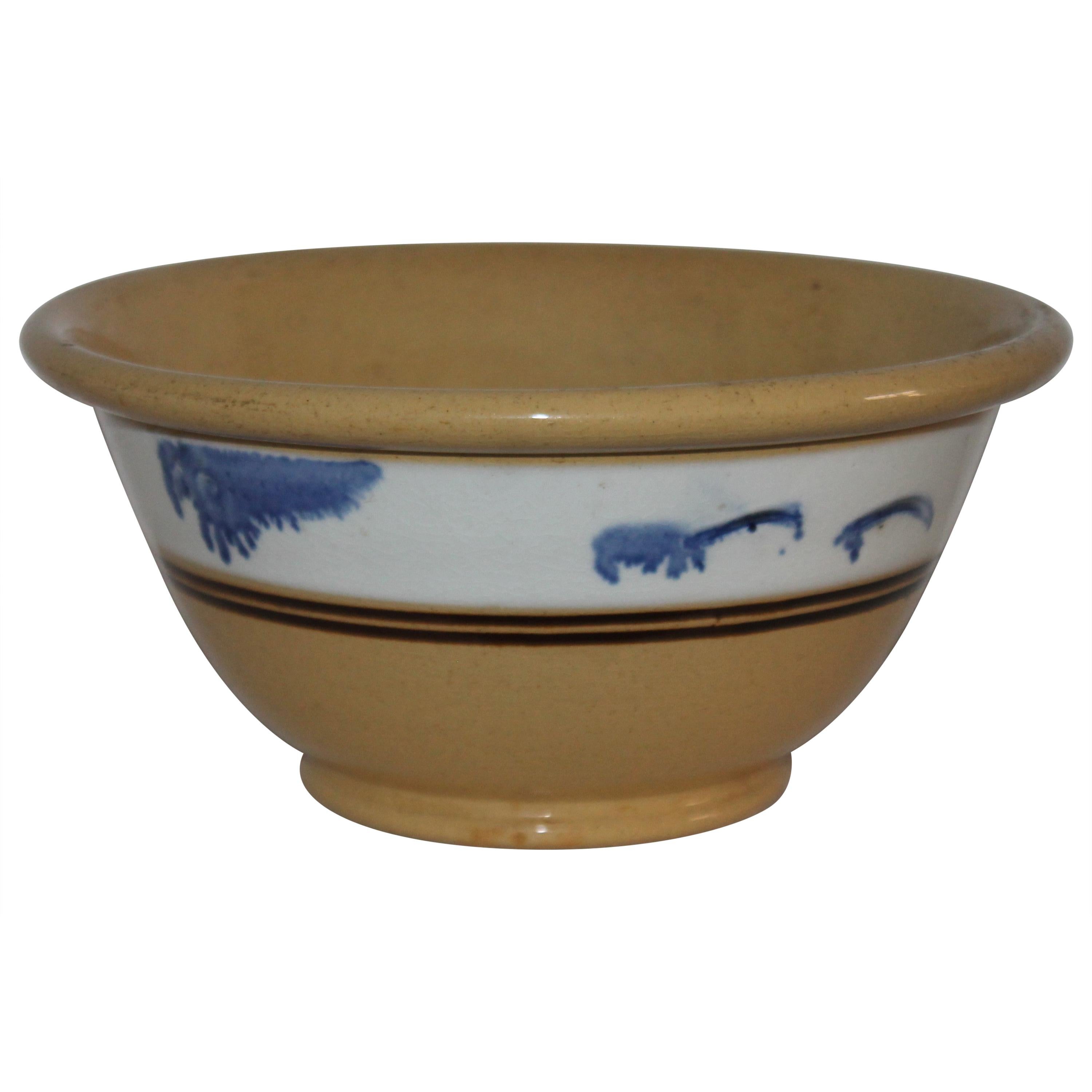 19th Century Yellow Ware Mocha Bowl For Sale
