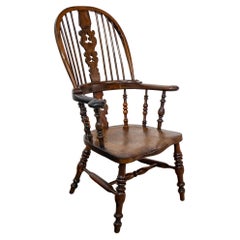 Windsor-Stuhl aus Eibe des 19. Jahrhunderts mit hoher Rückenlehne