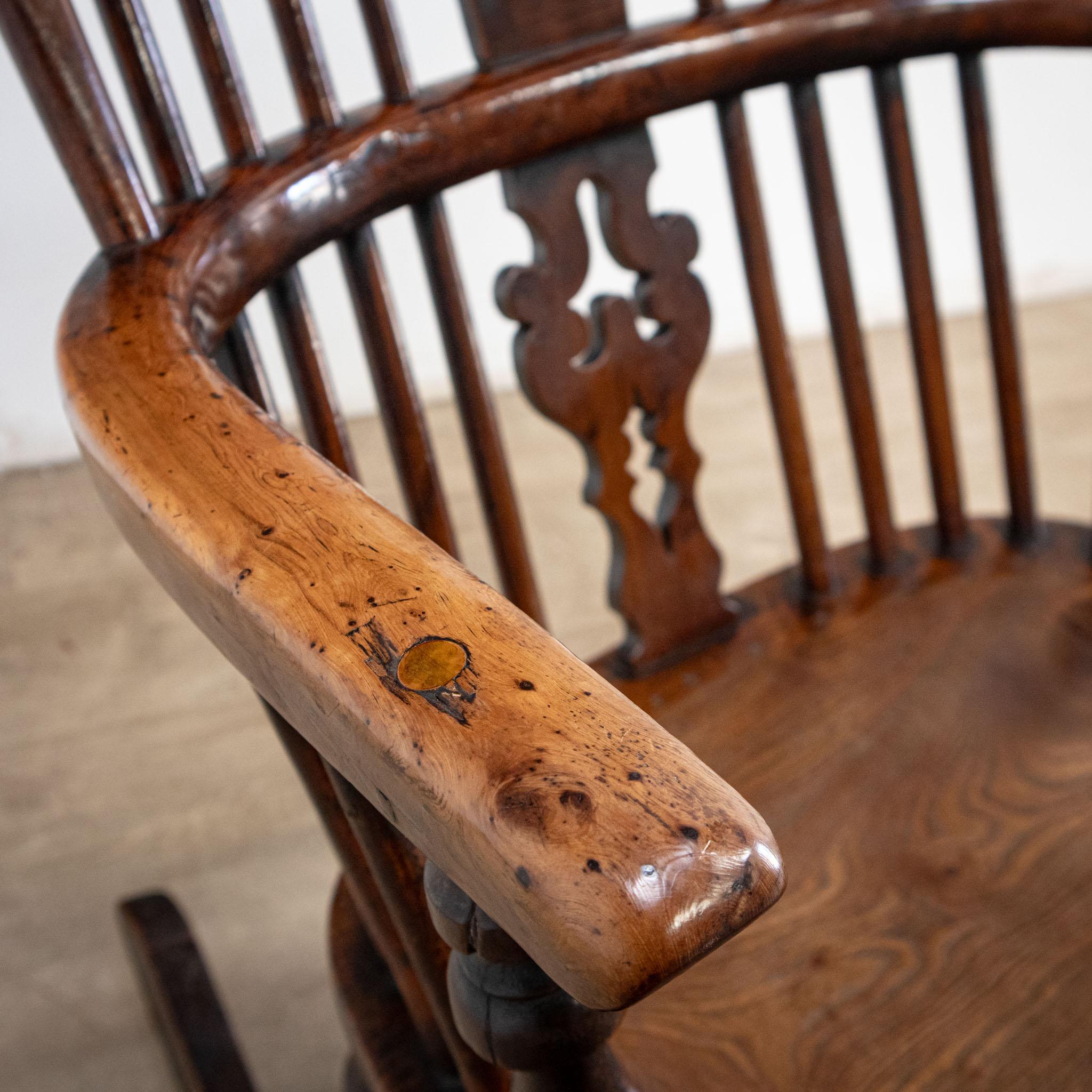 19th Century Yew Rocking Chair by J. Spencer For Sale 6