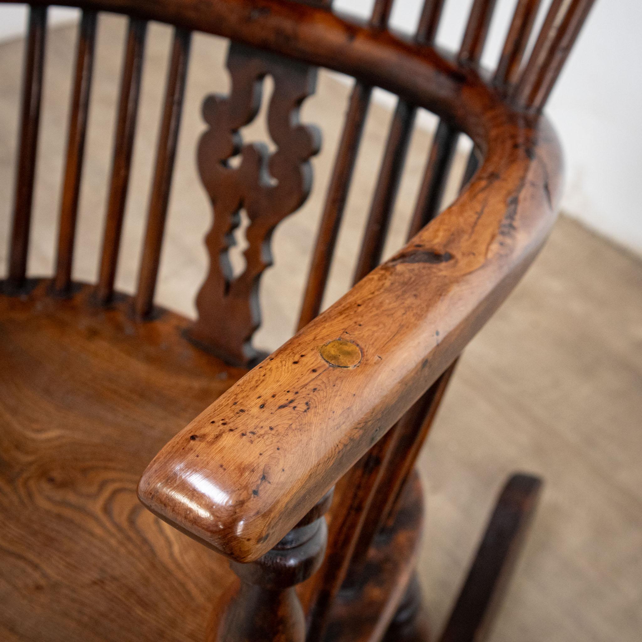 19th Century Yew Rocking Chair by J. Spencer For Sale 7