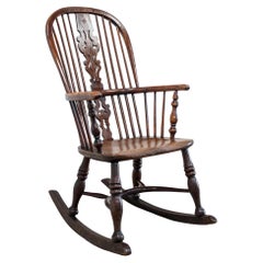 Chaise à bascule Yew du 19ème siècle par J. Spencer