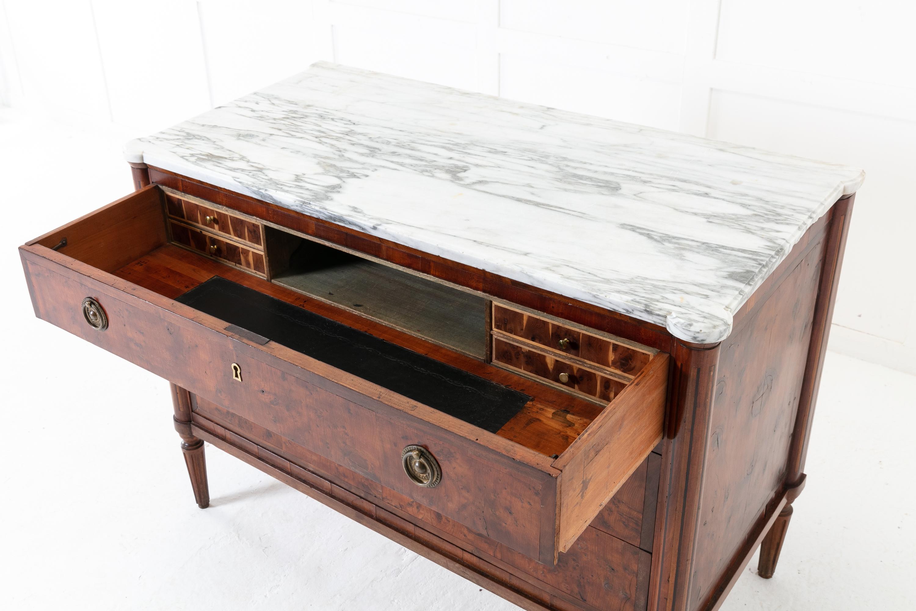 19th Century Yew Secretaire Commode with Marble Top In Good Condition In Gloucestershire, GB