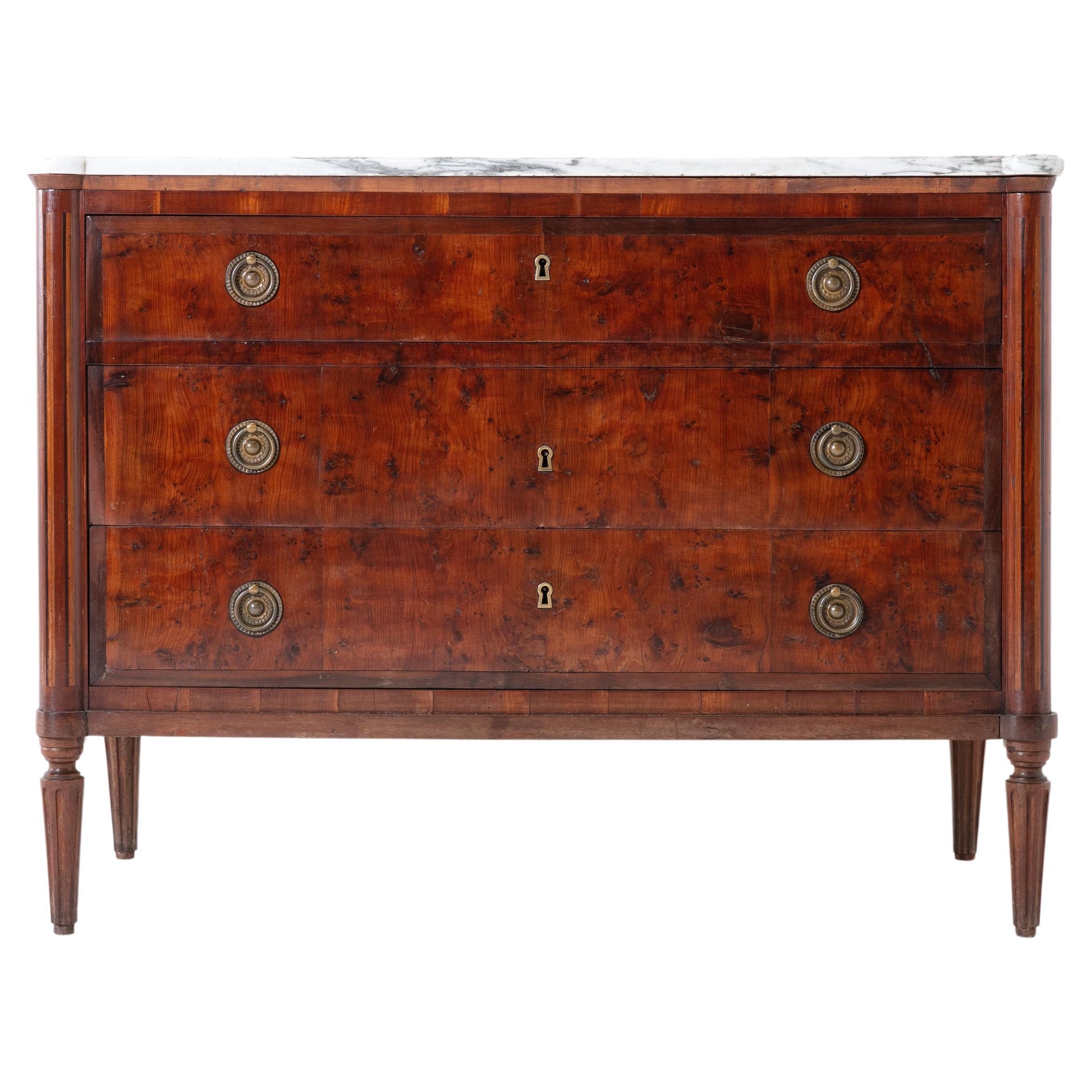 19th Century Yew Secretaire Commode with Marble Top