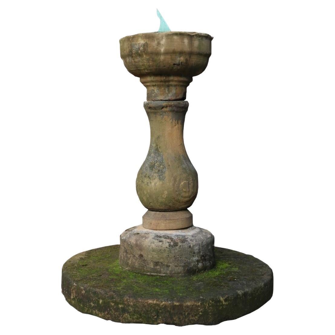 19th Century York Stone Sundial with Bronze Plate For Sale