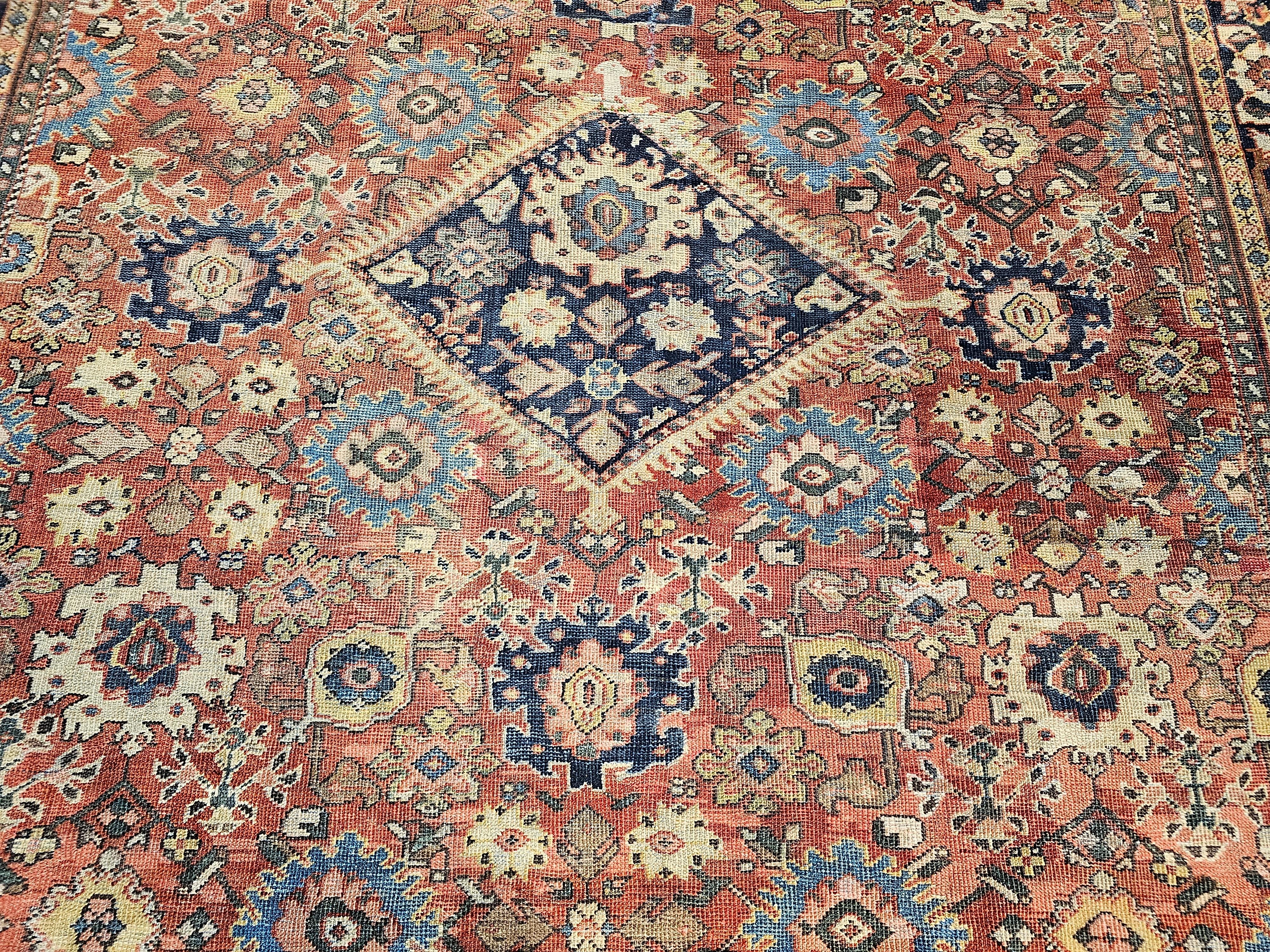 Hand-Knotted 19th Century Ziegler Mahal Sultanabad in Large Geometric Pattern in Rust-Red For Sale