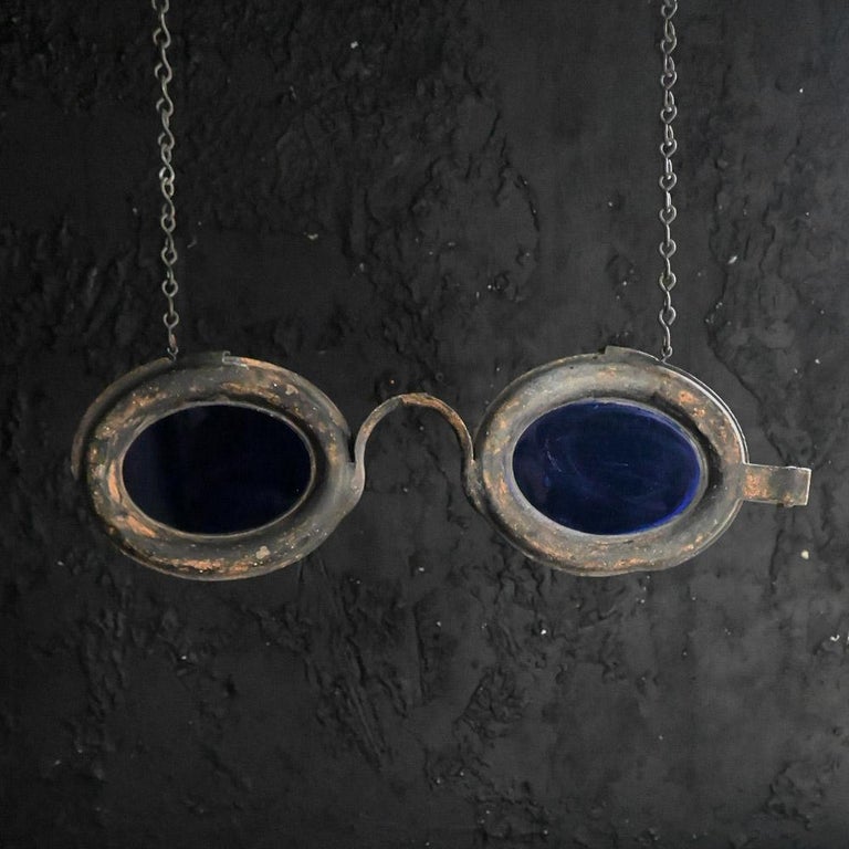 19th century zinc and glass optician trade sign For Sale at 1stDibs