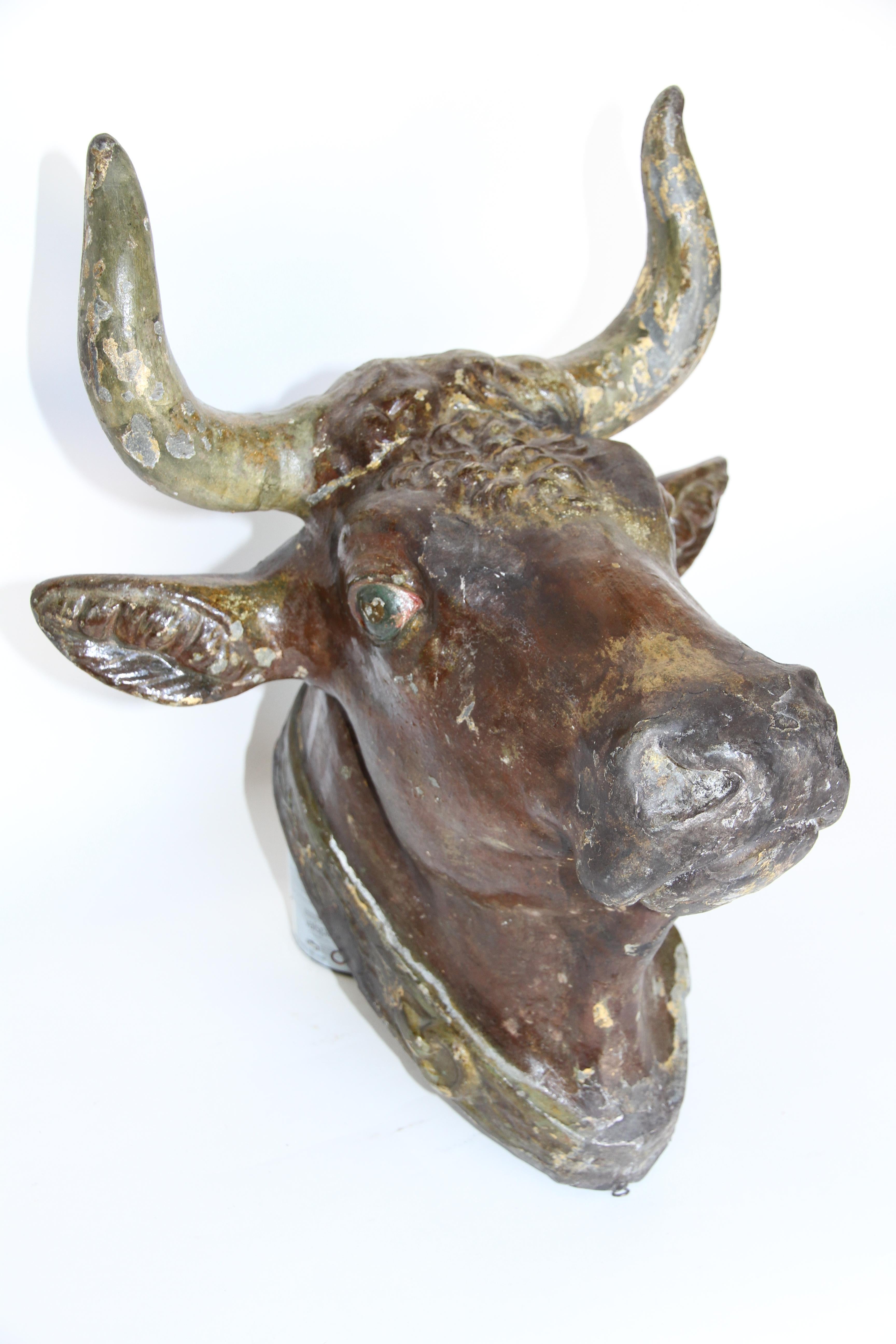 French 19th Century Zinc Bull Head