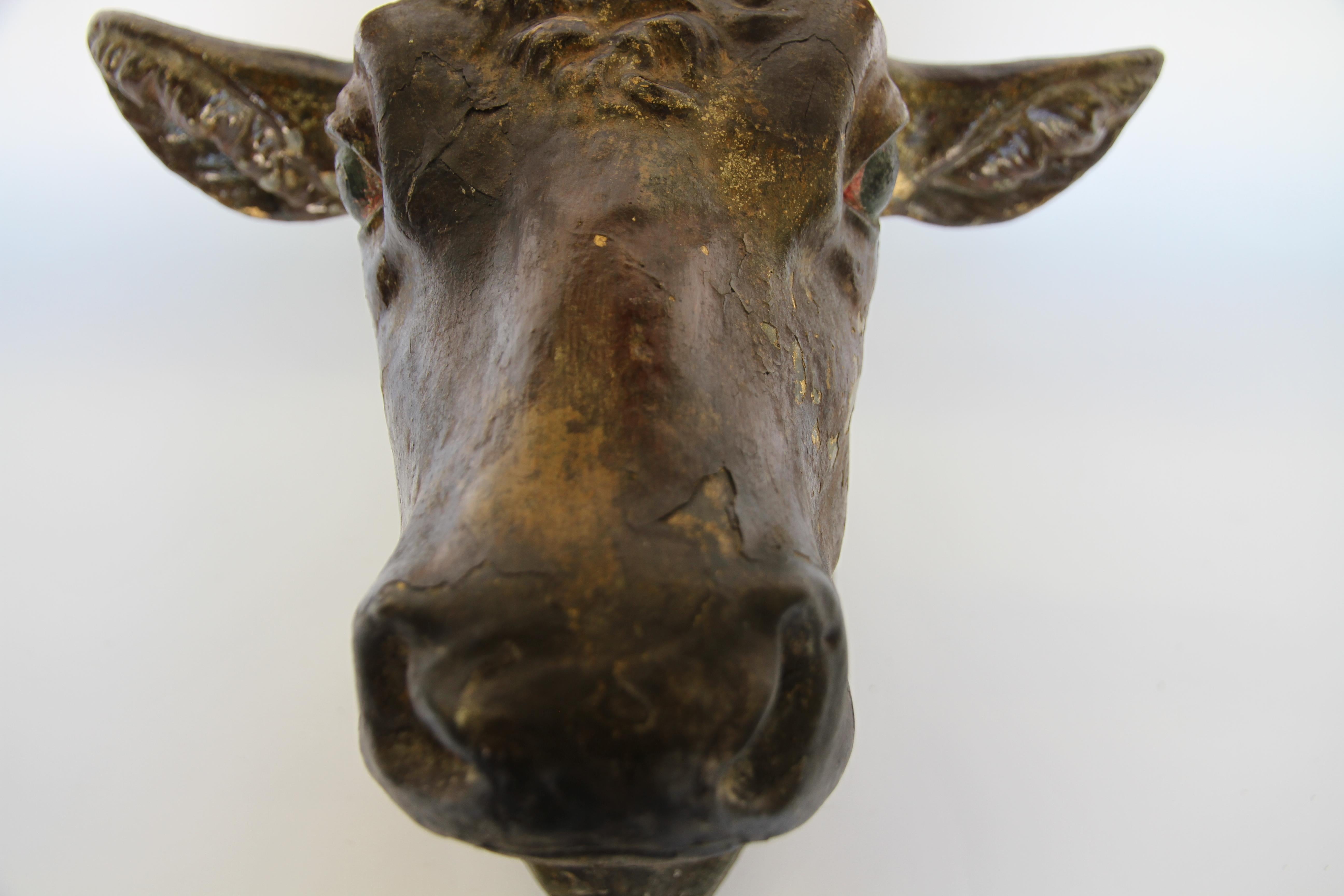 19th Century Zinc Bull Head 2