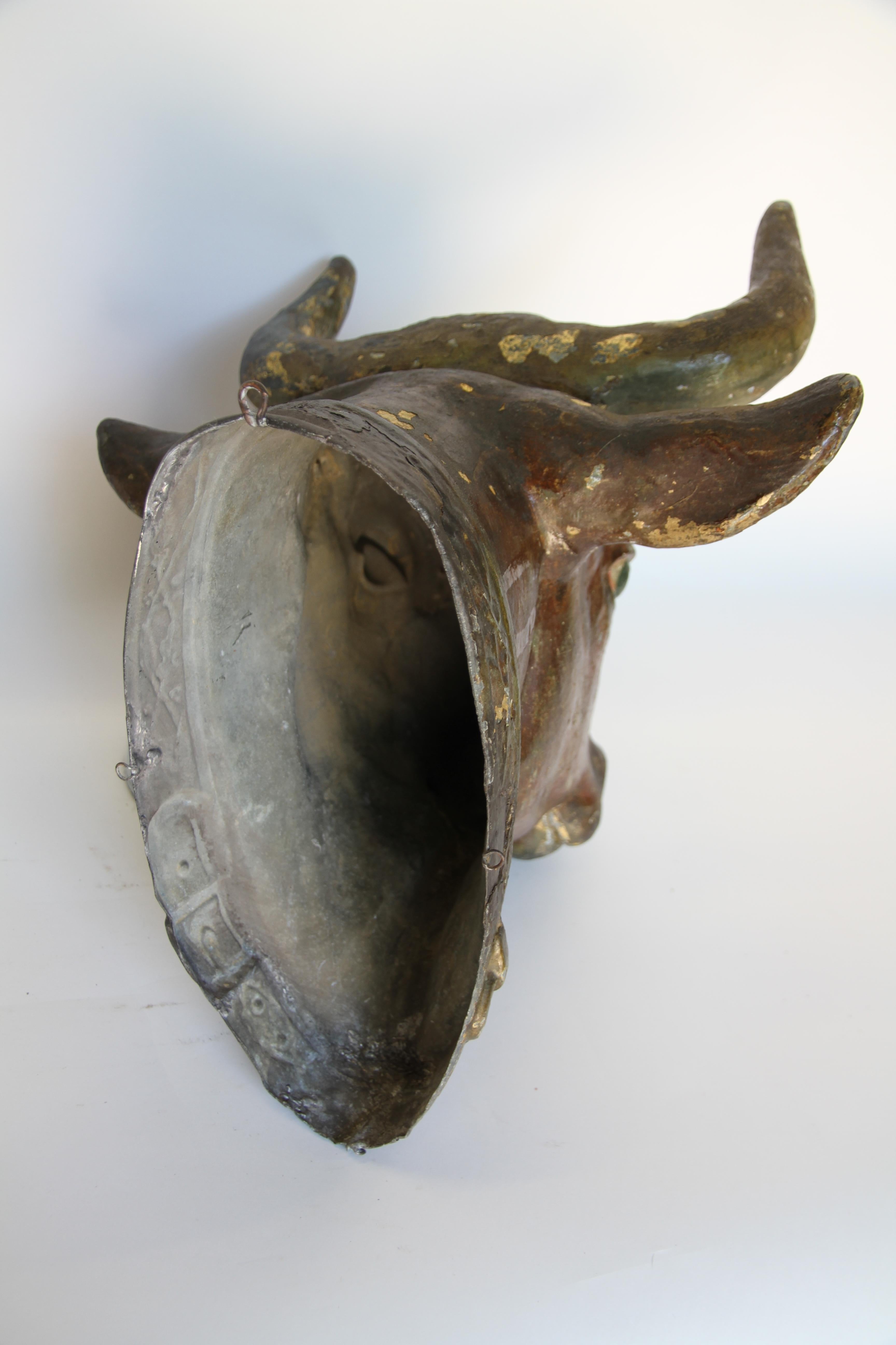 19th Century Zinc Bull Head 4