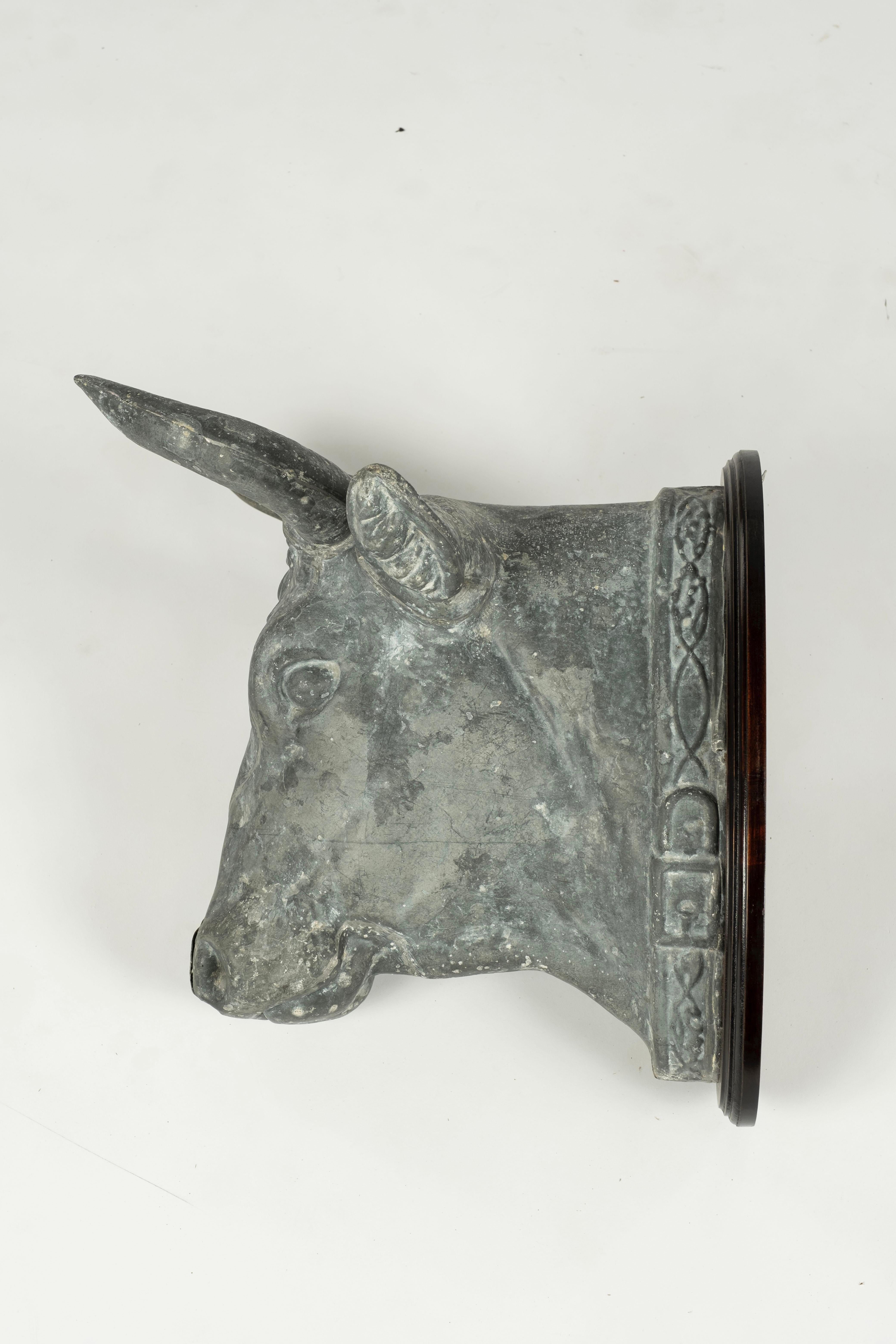 19th Century Zinc Bull's Head Butcher's Sign For Sale 2