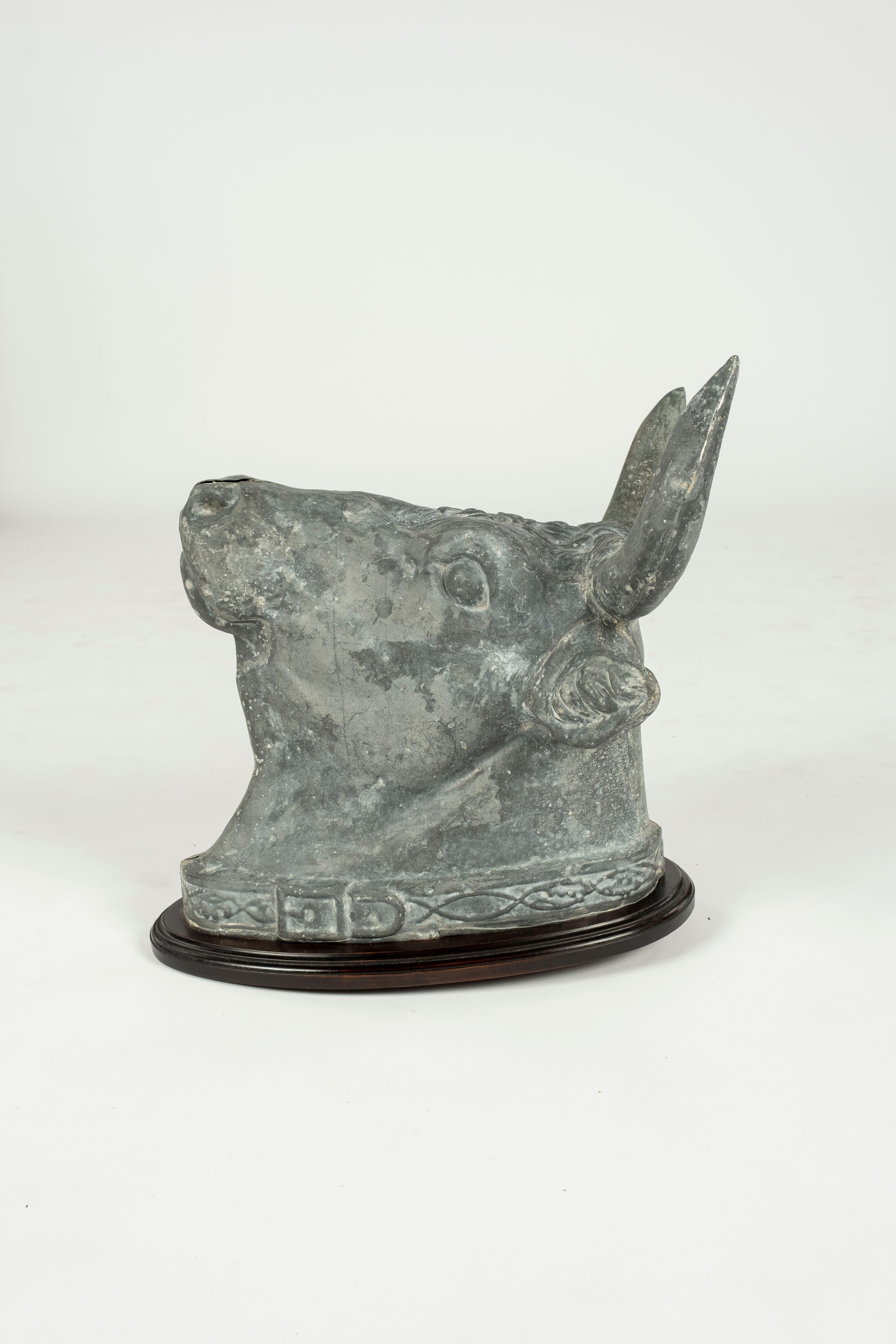 French 19th Century Zinc Bull's Head Butcher's Sign For Sale