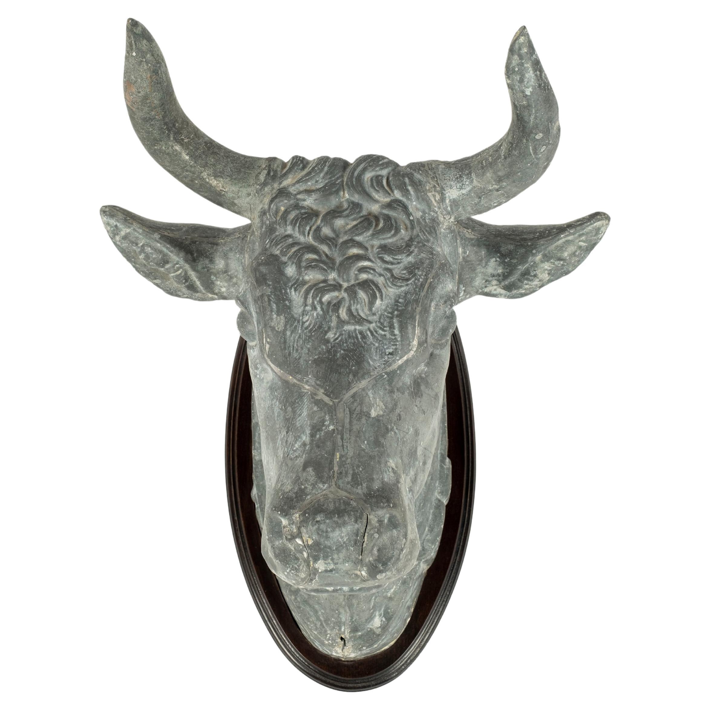 19th Century Zinc Bull's Head Butcher's Sign For Sale