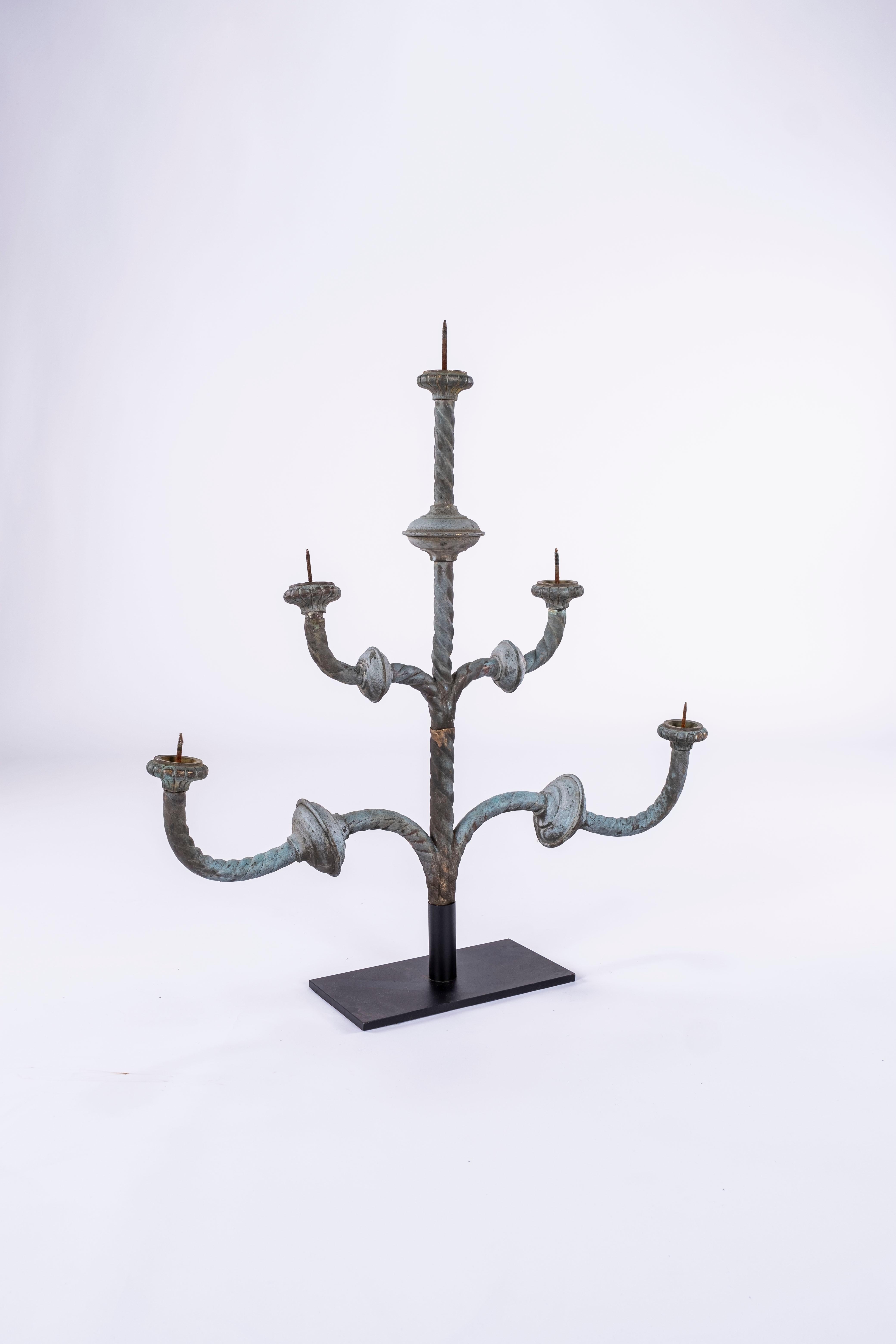 19th Century Zinc Candelabra with 5 candle arms.