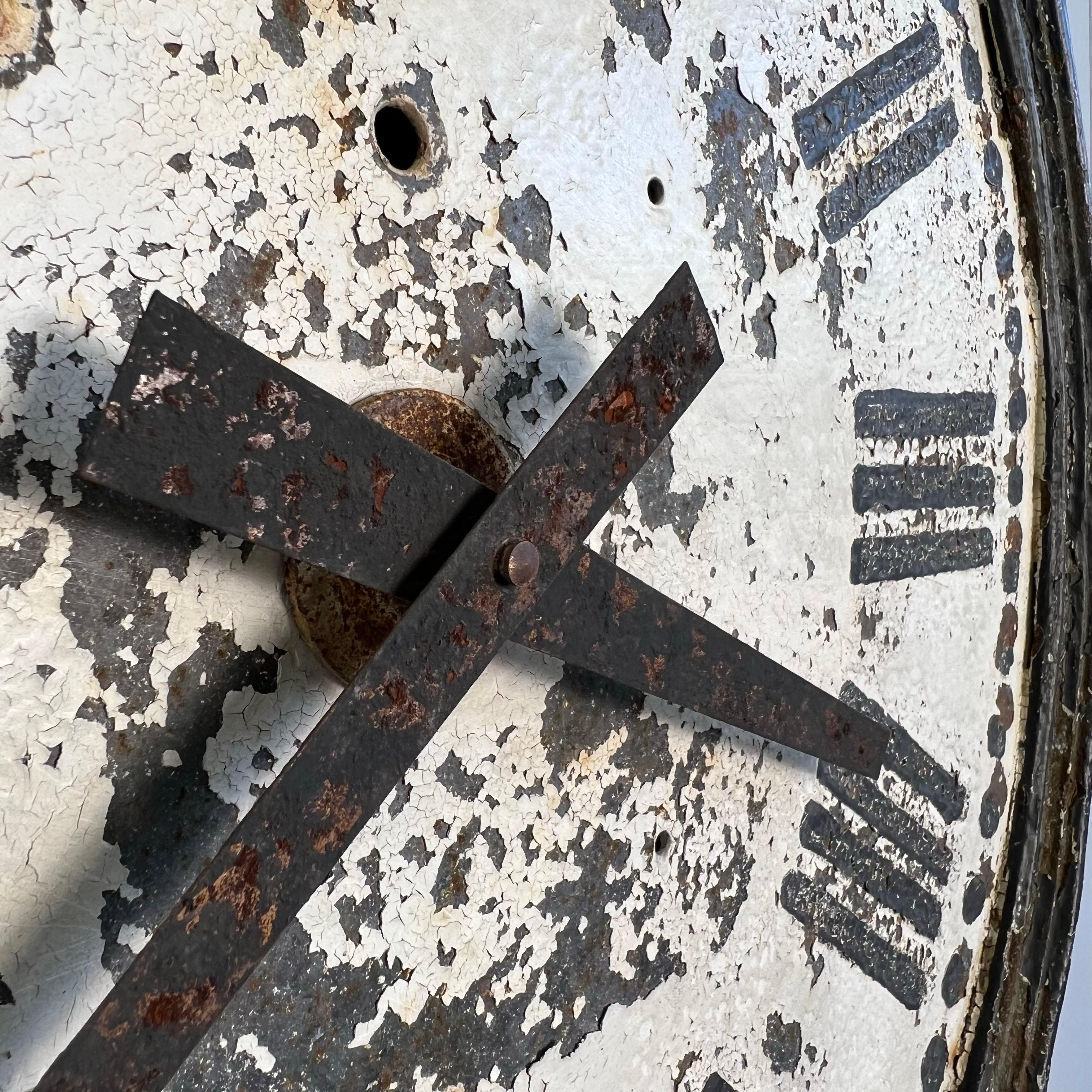 French 19th Century Zinc 'Clock Tower' Antique Wall Clock For Sale