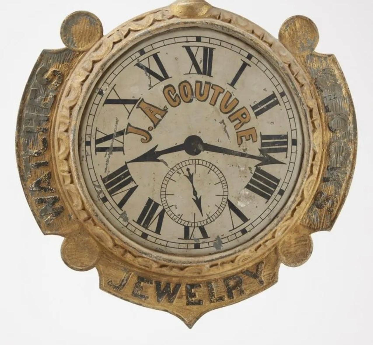 American 19th Century, Zinc Clock Trade Sign For Sale