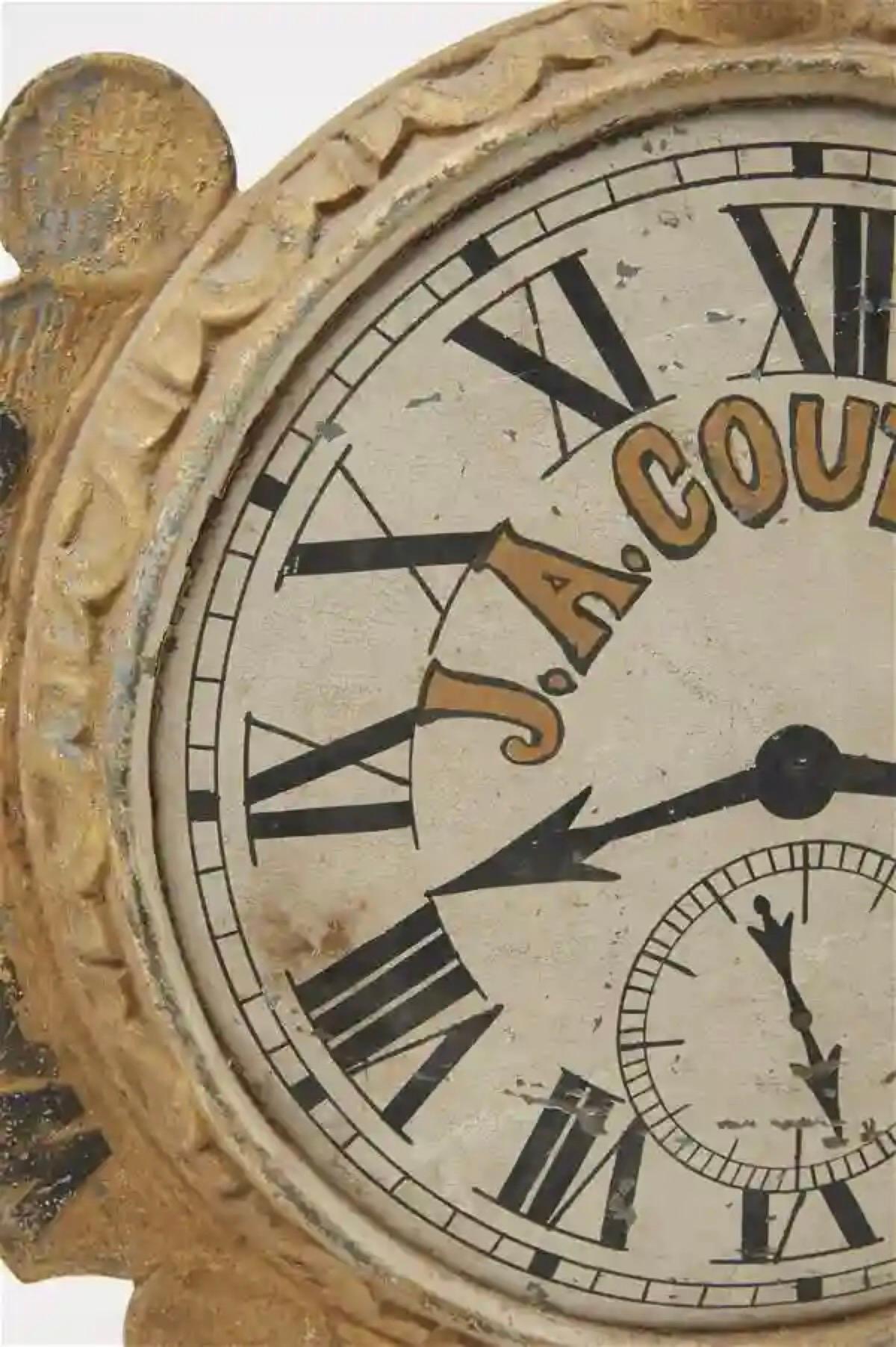 Zink-Uhrhandelsschild aus dem 19. Jahrhundert (Gegossen) im Angebot