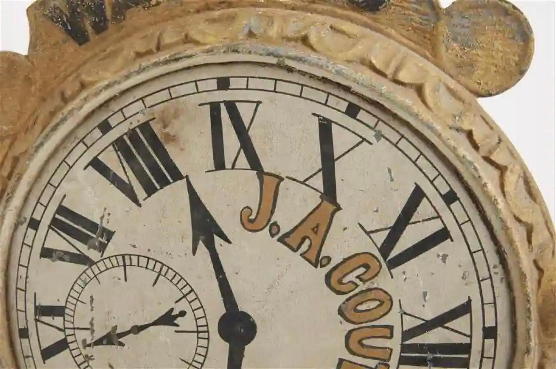 Zink-Uhrhandelsschild aus dem 19. Jahrhundert im Zustand „Gut“ im Angebot in Sheffield, MA