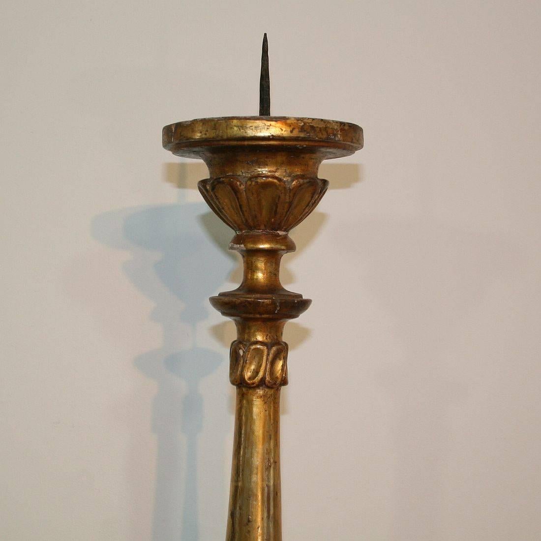 19th Century, Italian Neoclassical Giltwood Candlesticks 2