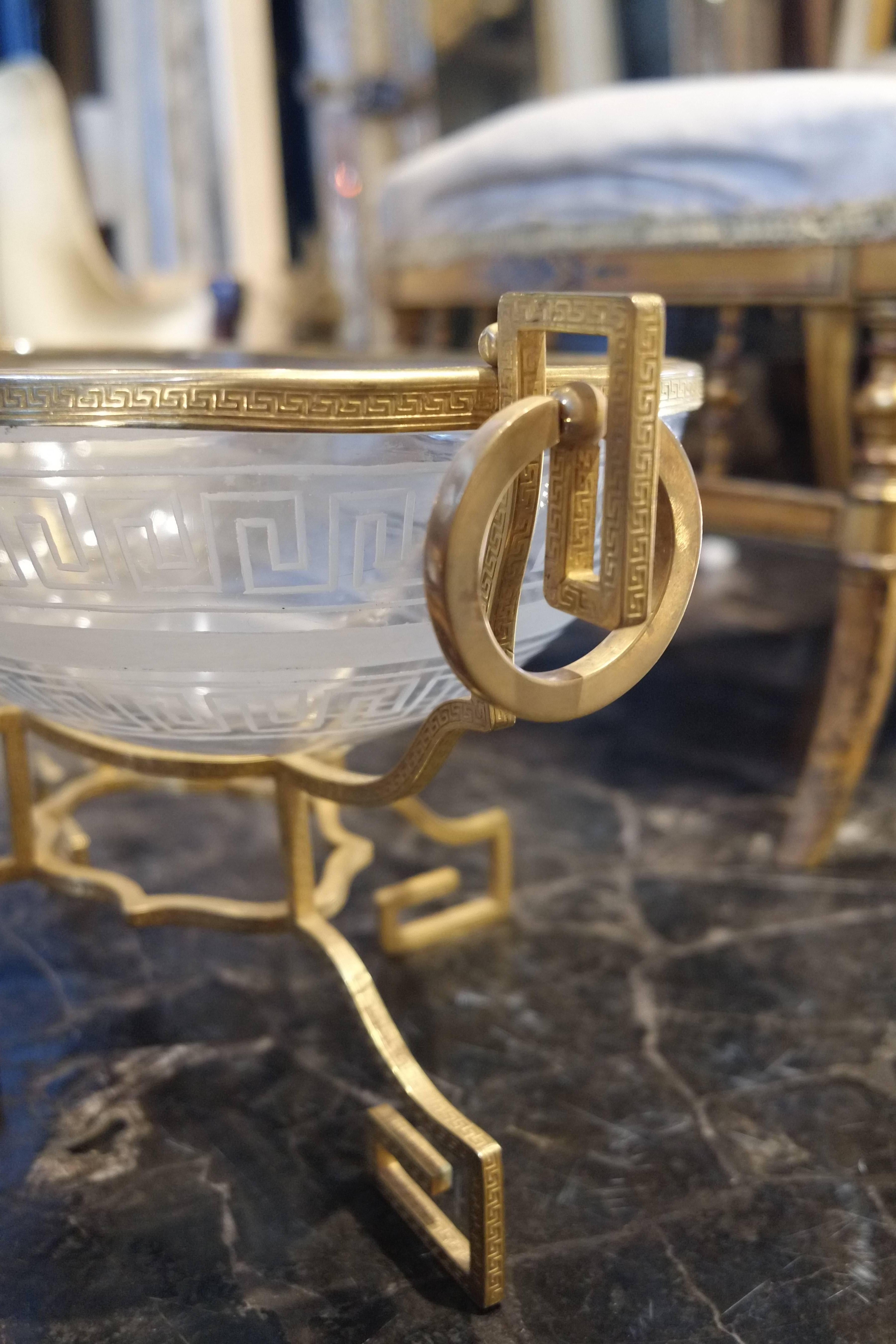 19th Century Neoclassical style, Baccarat Crystal an Bronze Centre De Table, Cup For Sale 1
