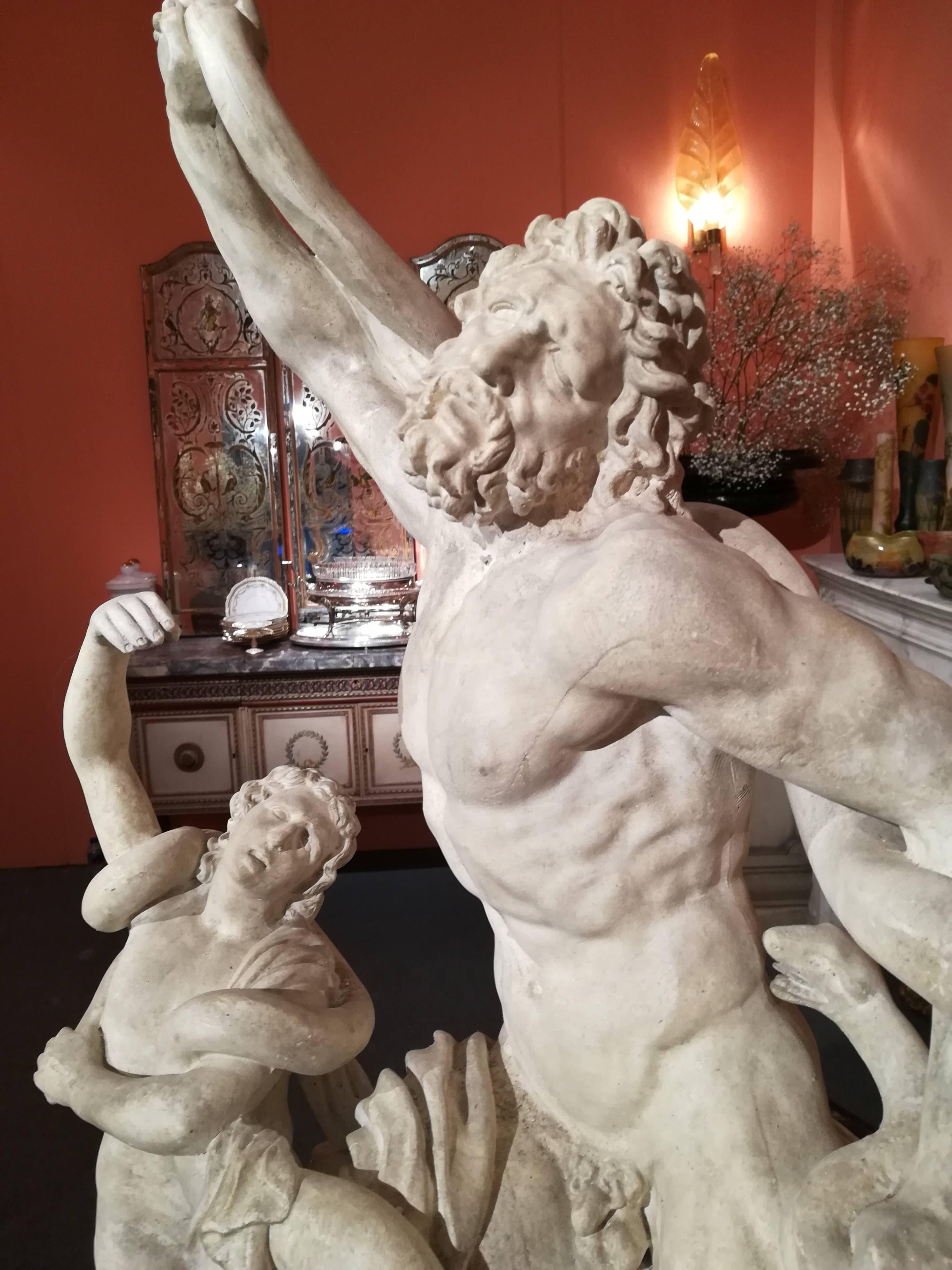 European 19th Century, Sculpture Plaster Reproduction of the Greek Antique Laocoon Group For Sale