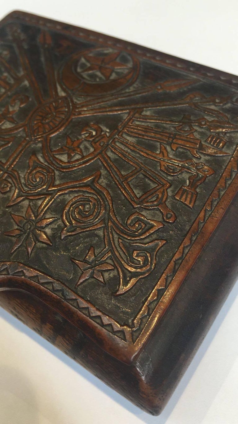 Turkish Writing Box 19th Century, Small Turkish Wooden Box with Engraved Lid For Sale at ...