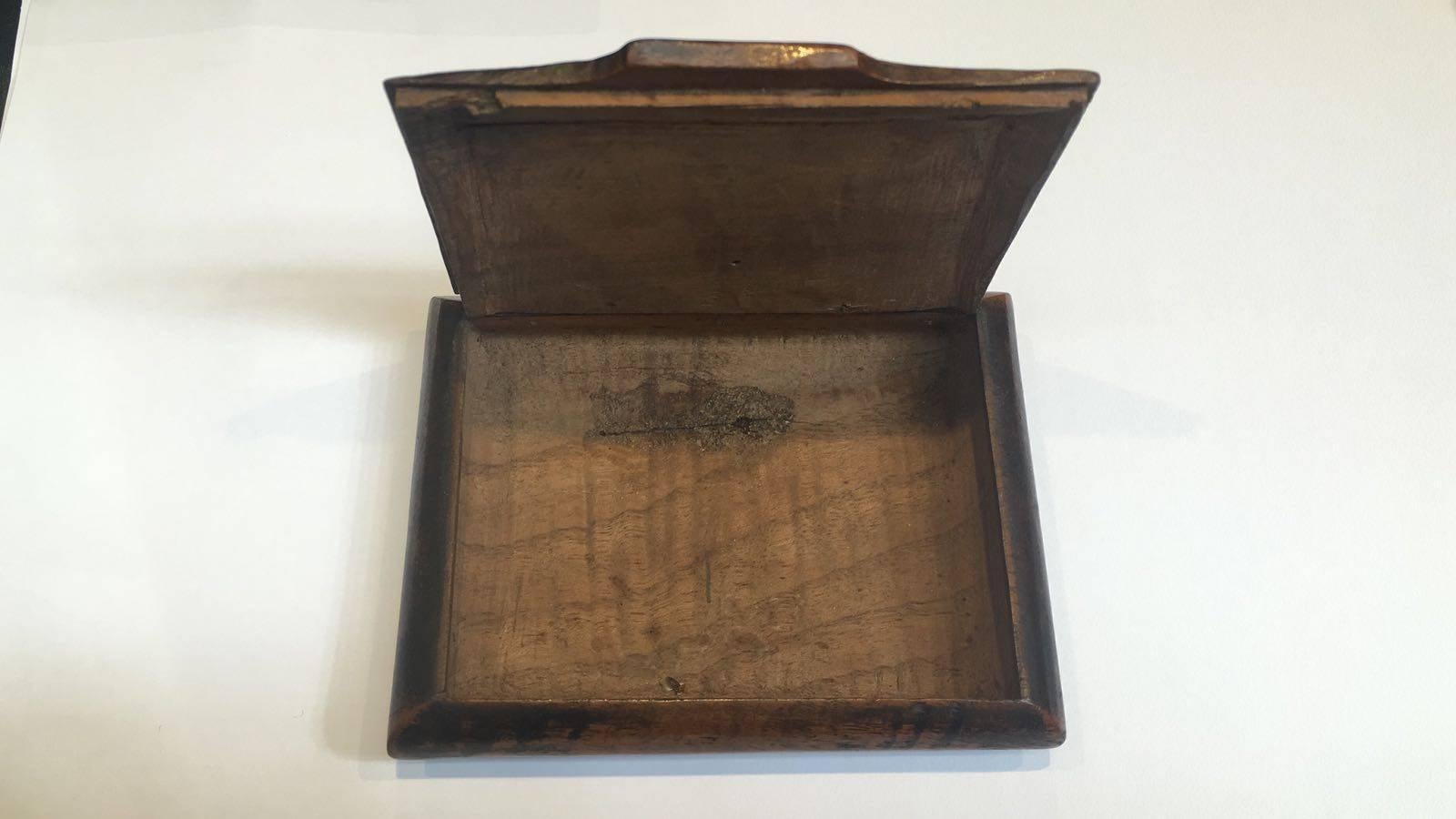 19th Century, Small Turkish Wooden Box with Engraved Lid For Sale 1