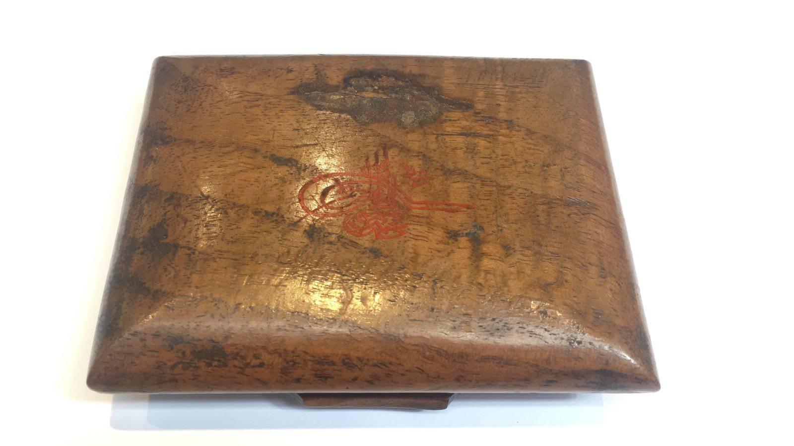 19th Century, Small Turkish Wooden Box with Engraved Lid For Sale 3