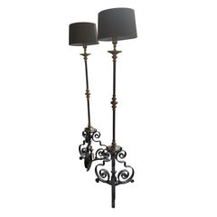 Antique 19th Centuryn Set of Bronze Standing Lamps