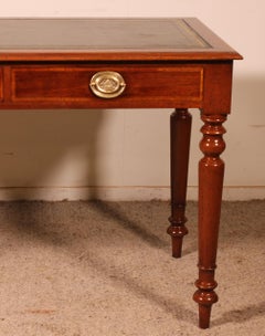 19th-centurywriting Table/ Desk With Two Drawers In Mahogany With Inlays
