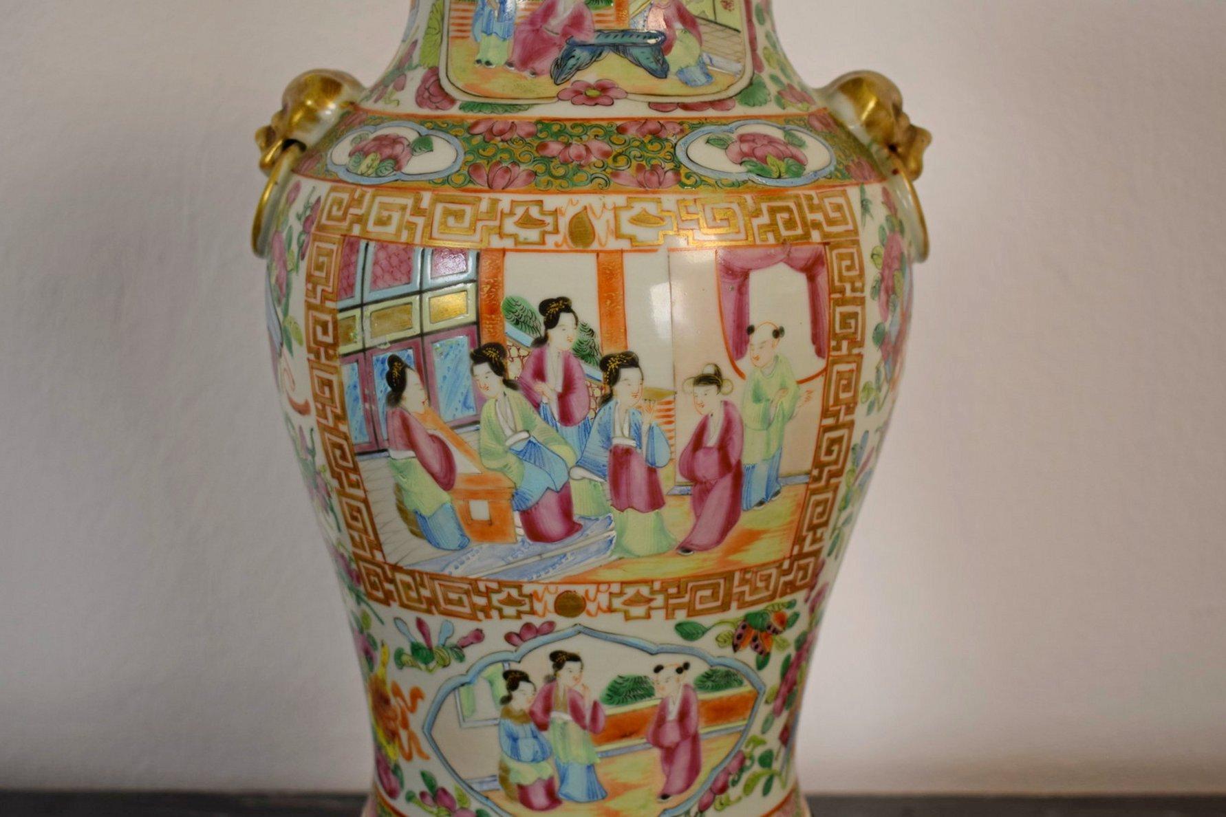 19th Chinese Canton Porcelain Vase with Polychrome and Gilt Decoration 5