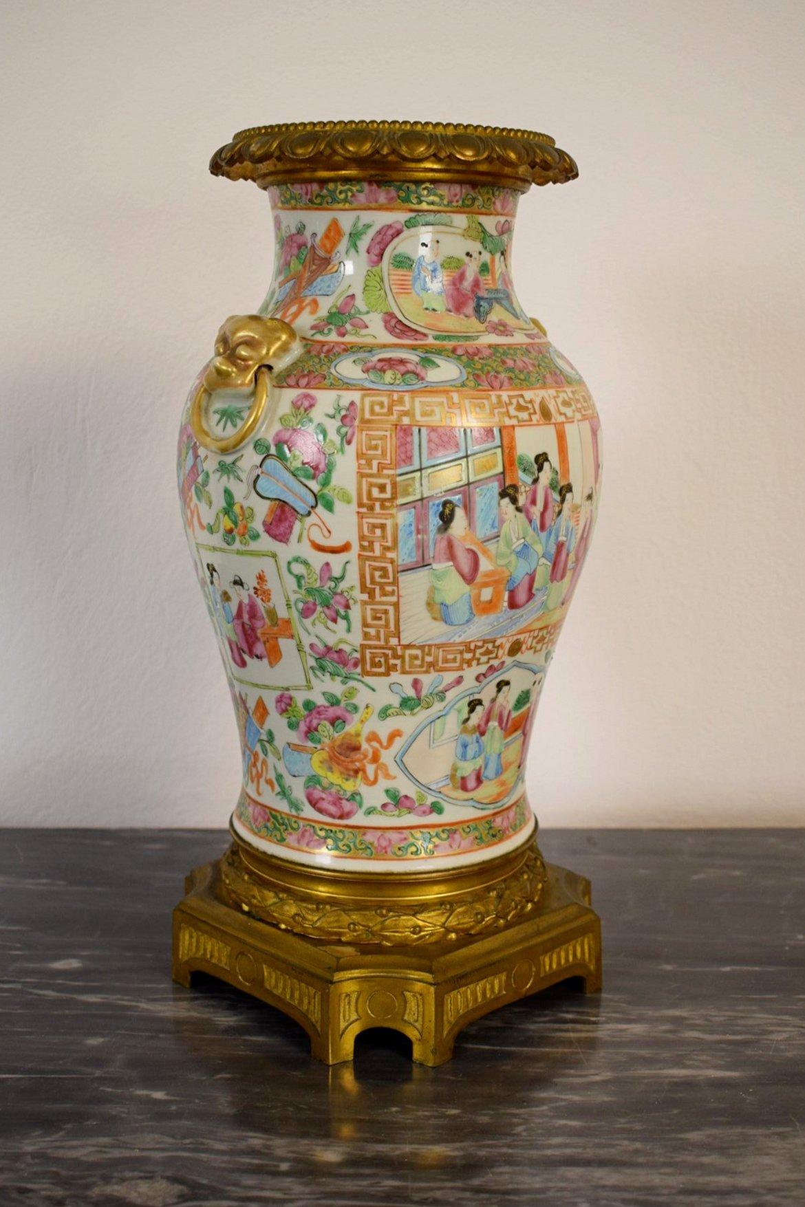 19th Chinese Canton Porcelain Vase with Polychrome and Gilt Decoration 6