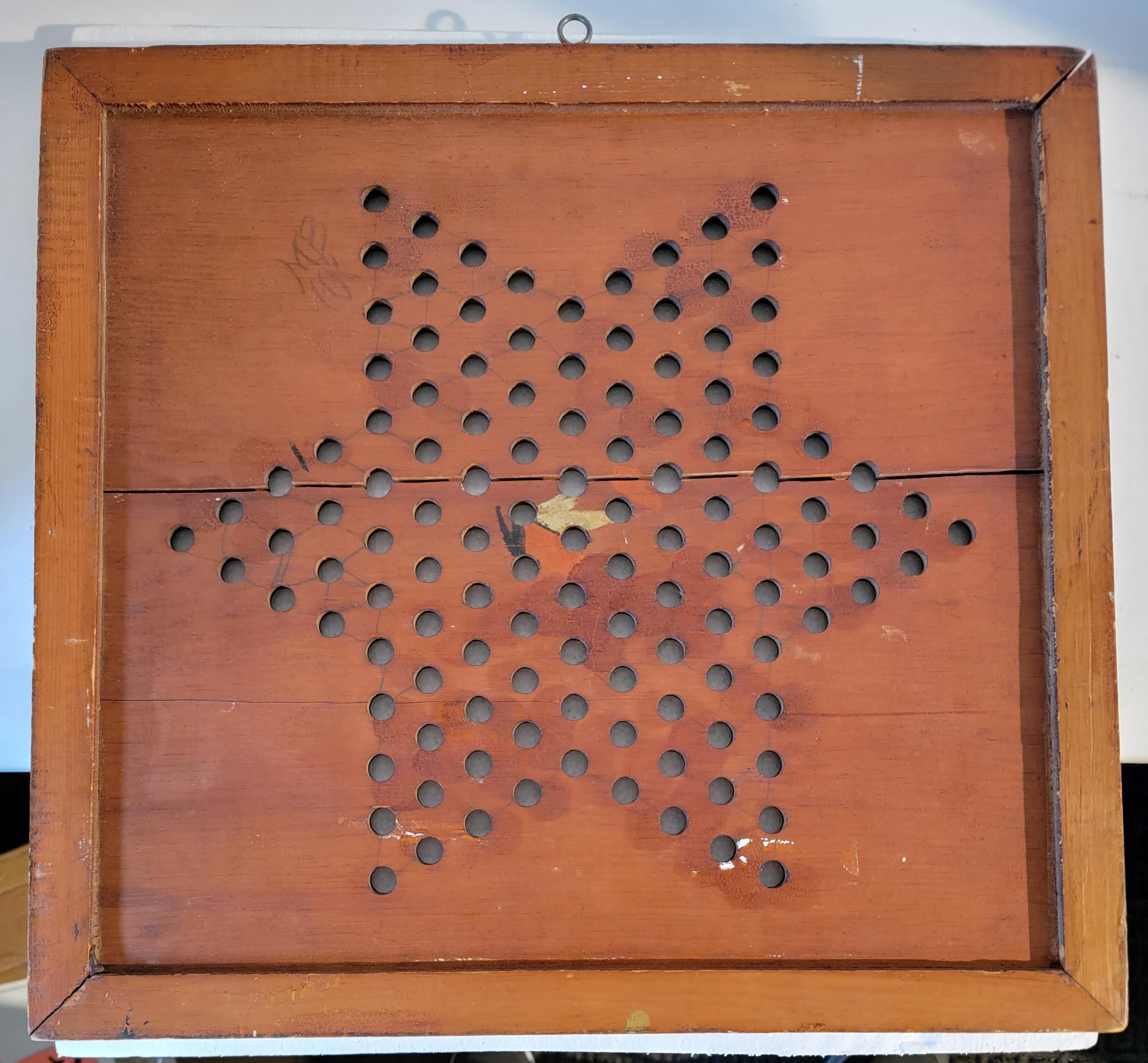 American 19th Chinese Checkers Game Board with Original Paint For Sale