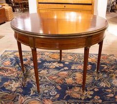 19th Console in Mahogany Convertible Into a Round Game with English tablecloth